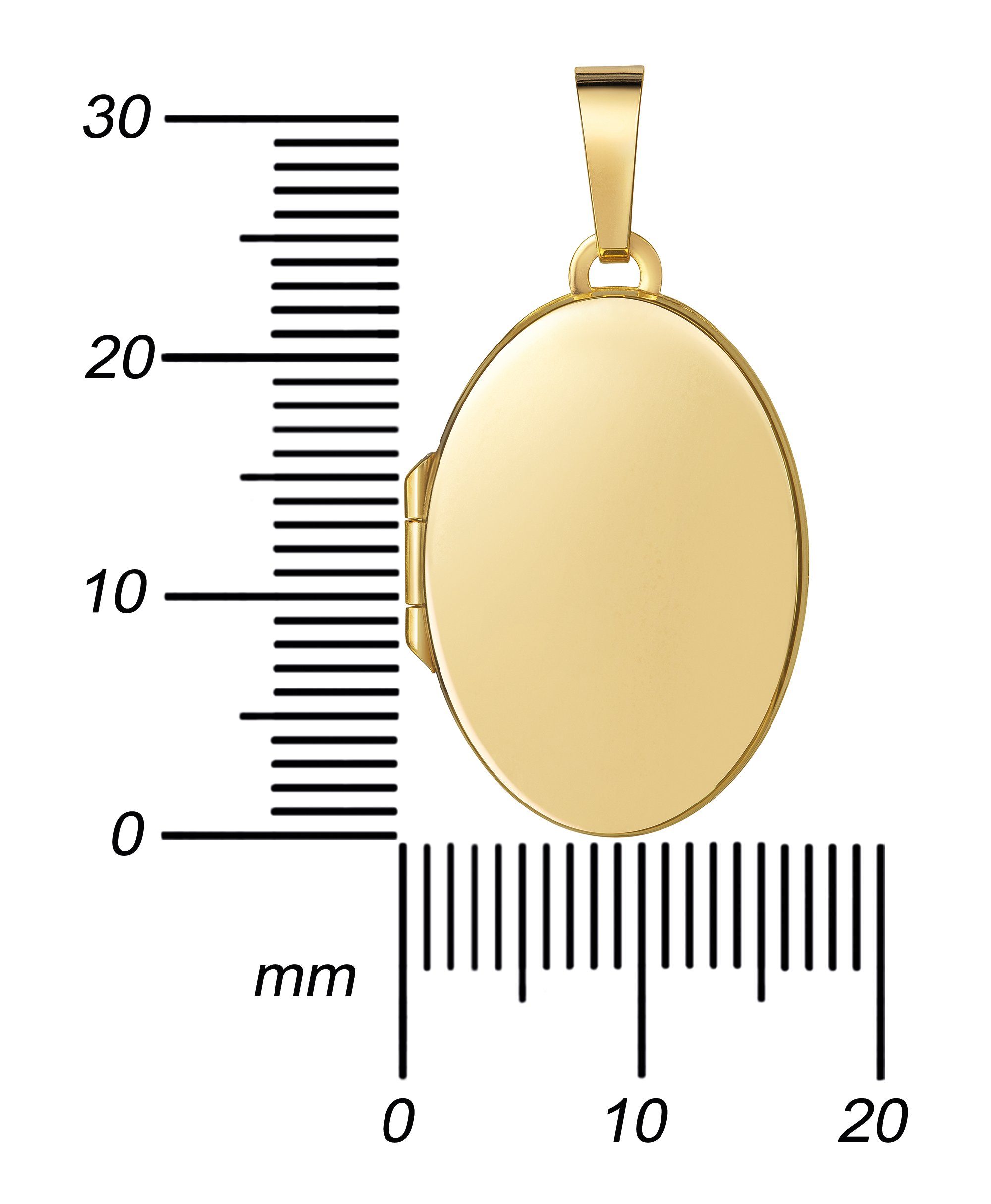 JEVELION Medallionanhänger Halskette Mädchen), 70 - Goldmedaillon Bilderkette ohne Kette. für Mit Gold, mit (Foto und 36 - 2 Länge oder - Öffnen wählbar Fotos für Amulett Kette oval vergoldet cm Damen 585 zum
