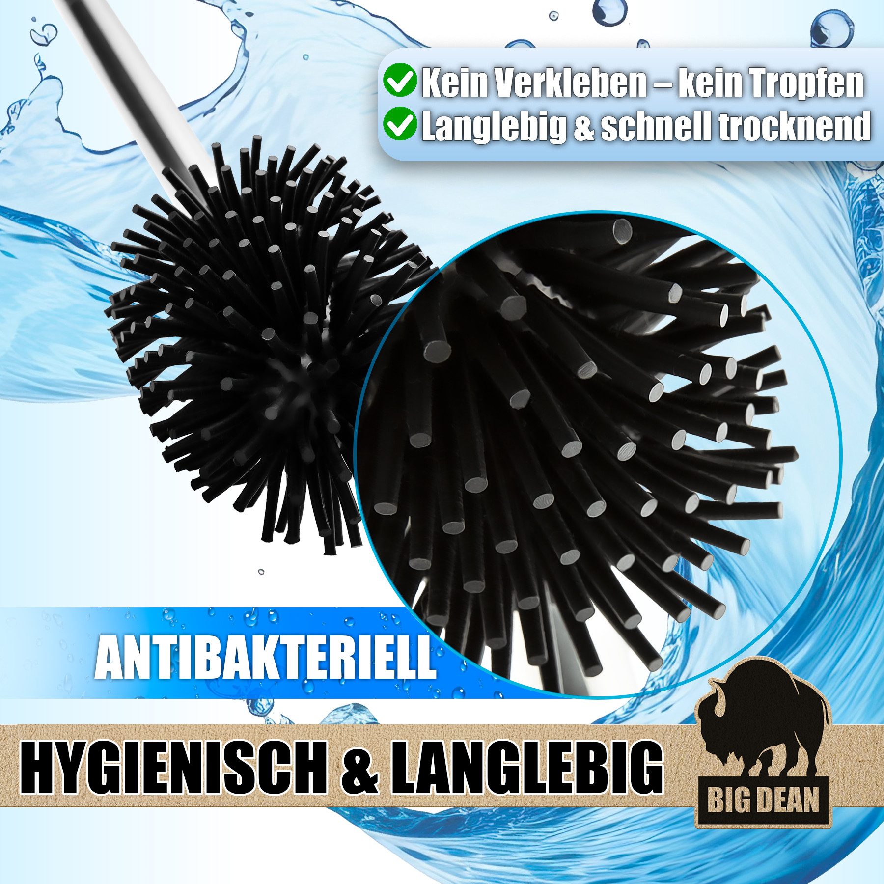 BigDean WC-Reinigungsbürste Silikon Klobürste – Silikon WC Bürste im 4er Set, Toilettenbürste, Alle Toiletten, (Set, 1-tlg., 4 teiliges set), WC Ersatzbürste, F – Bild 2 von 5