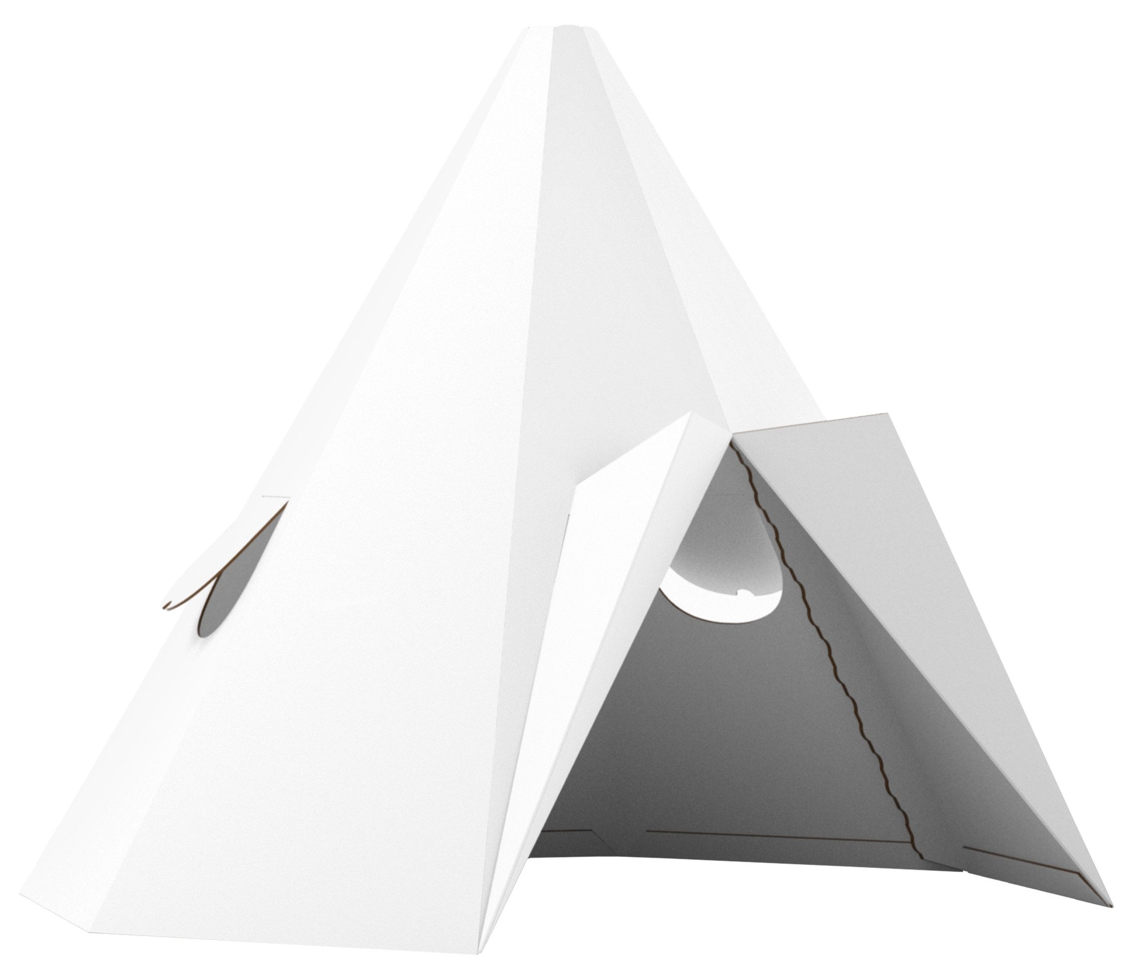FOLDZILLA Spielhaus Kinder Tipi weiß zum Bemalen / Bekleben, Faltbar: Schnell zusammenklappen und verstauen