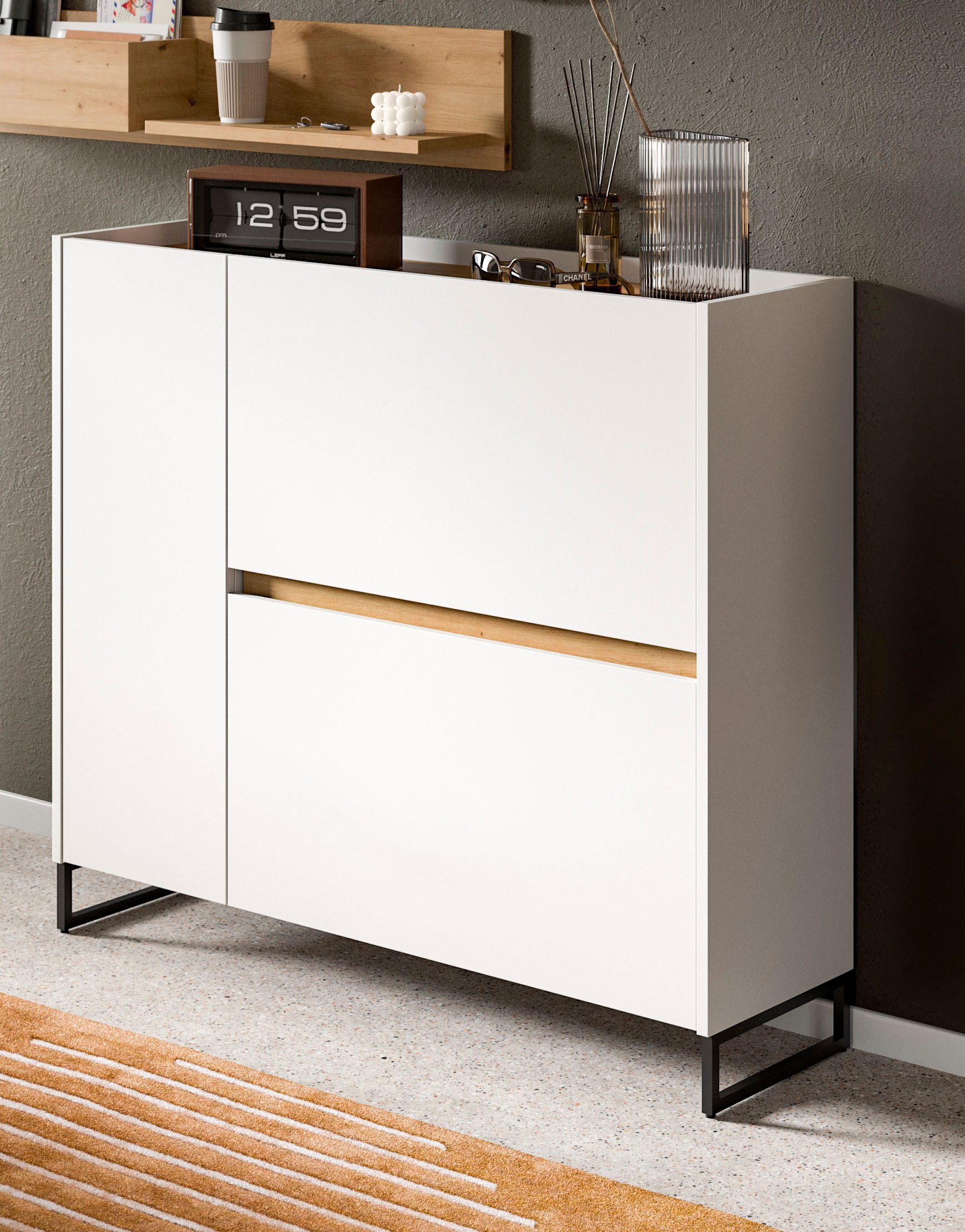 INOSIGN Schuhschrank EVRID, Breite 110cm, 1 Tür, 2 Schuhwalzen, inkl. Metal günstig online kaufen