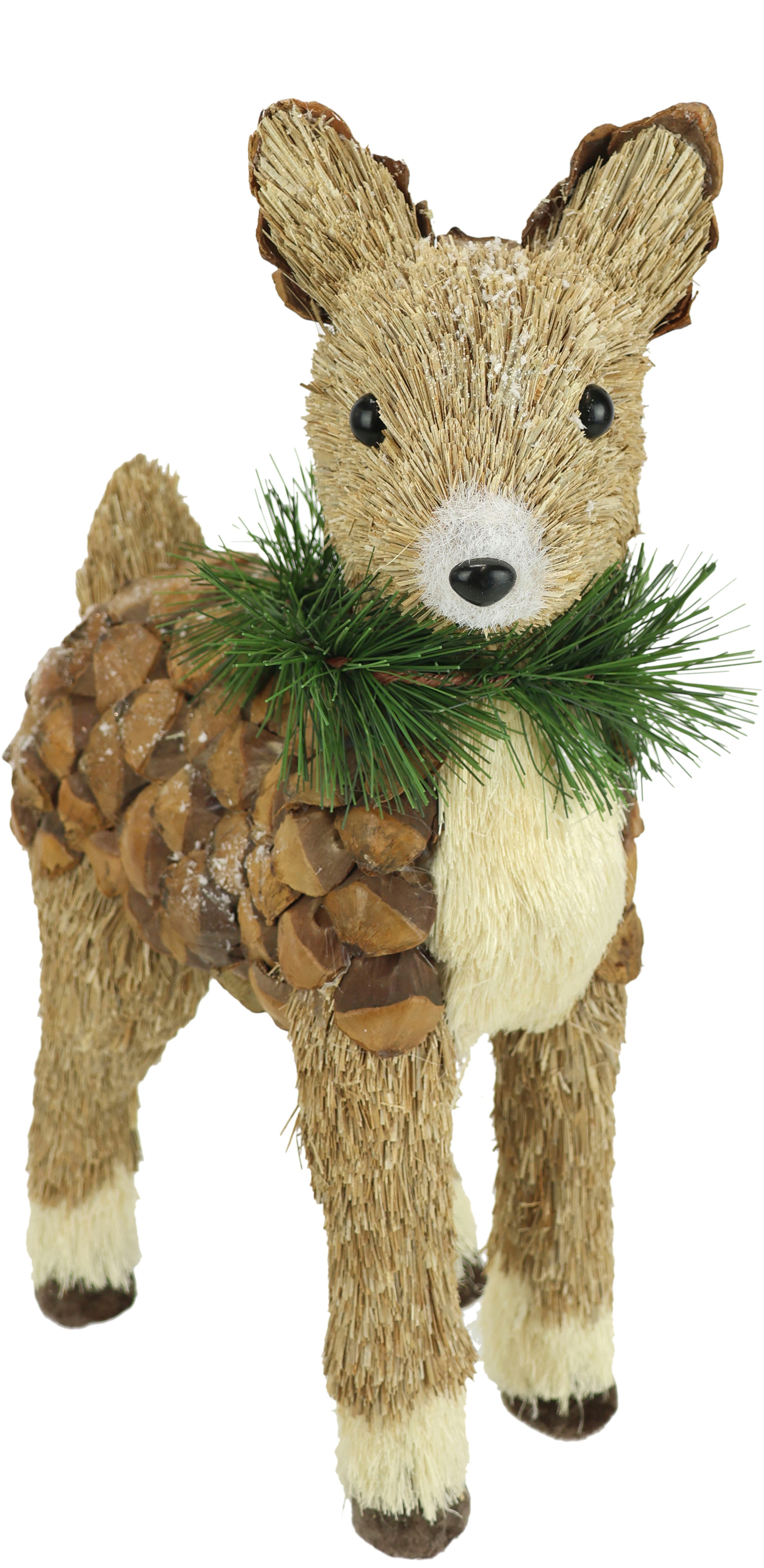 I.GE.A. Dekofigur Reh aus Bast (1 St), Dekoration Geschenk Dekorative Dekoobjekt Ornamente Tierfigur Dekotier