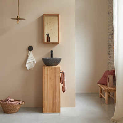 Tikamoon Waschtisch »Waschtisch Gästebad kleine Räume Teak Handtuchhalt«