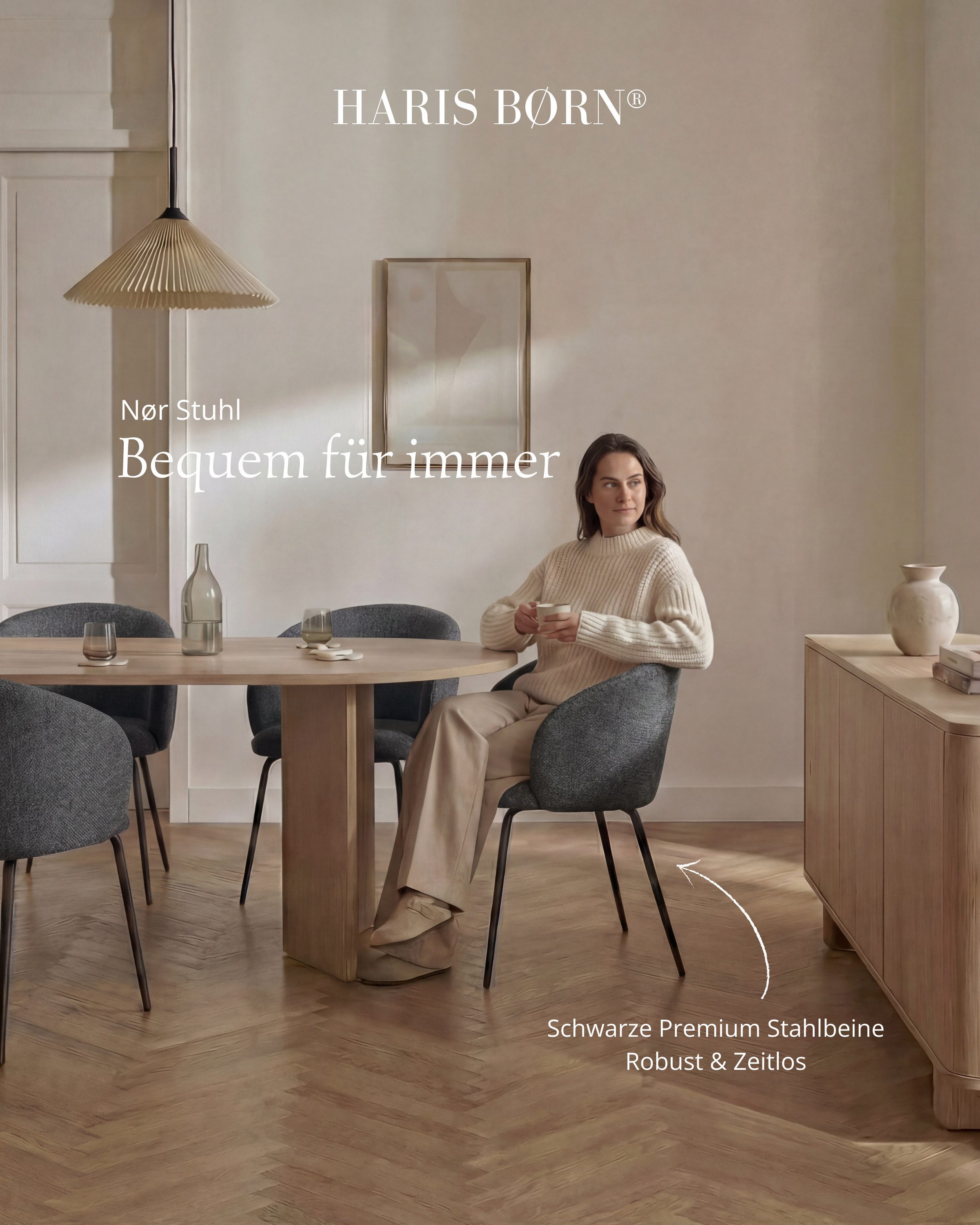 Haris Børn Esszimmerstuhl NØR (versch. Farben) - Bequeme Polster Esszimmerstühle mit Armlehne (Set, 6 St), Premium Esstisch Stühle & Wohnzimmerstühle - Moderne Stühle Esszimmer