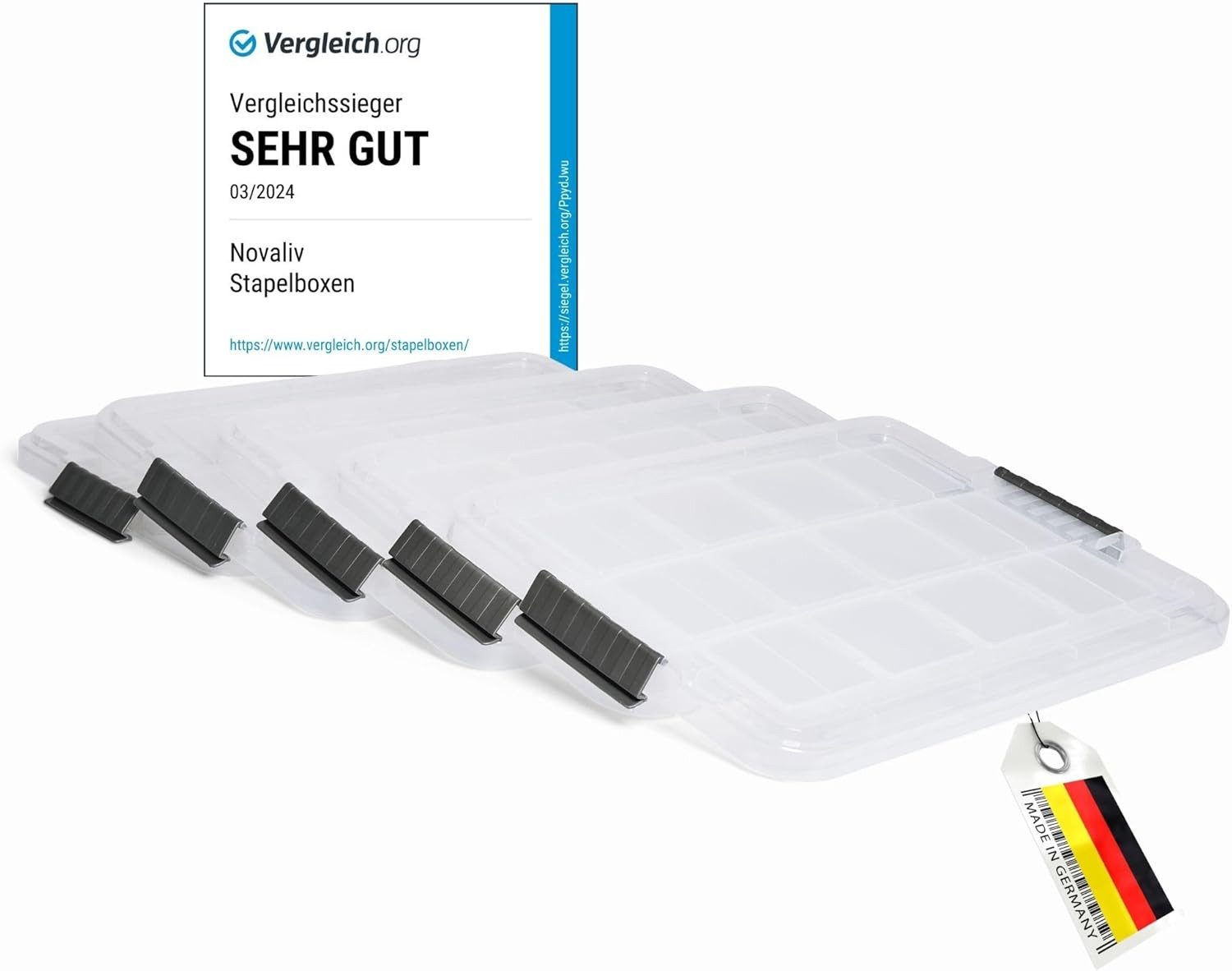 Novaliv 30537-5 (5 St), Novaliv 5x Ersatzdeckel 27 Liter mit Clipverschluss 46,5x36,5 cm Trans