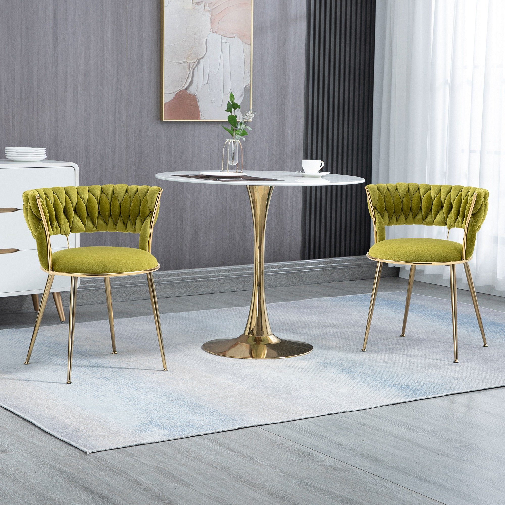 Celya Esszimmerstuhl Samt Restaurant Stühle, gepolsterte Wohnzimmer Stühle(set,2 St) Olive