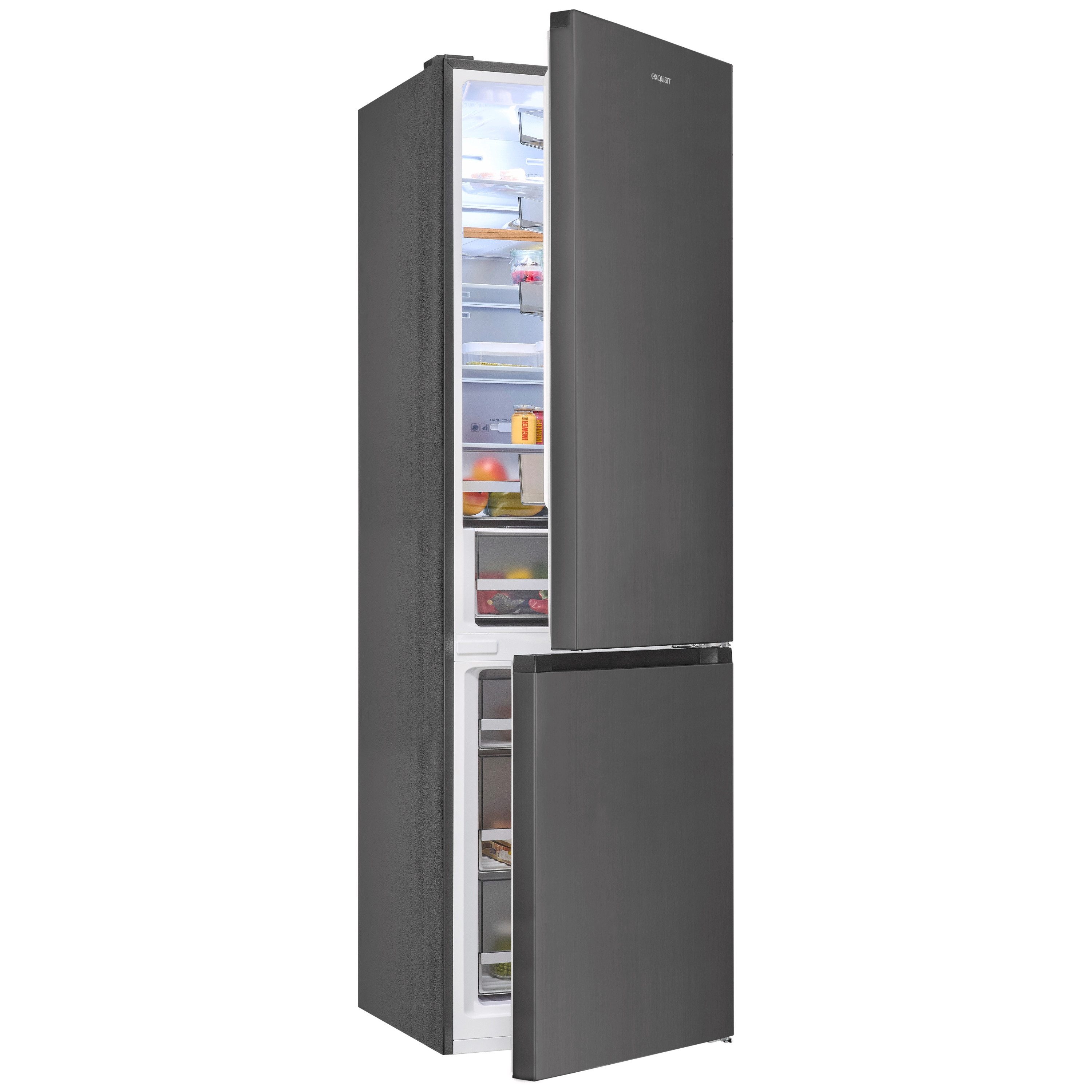 exquisit Kühl-/Gefrierkombination KGC5380-115-NF-040A, 200.5 cm hoch, 59,5 cm breit, 378 l Nutzinhalt gesamt, 4 Sternefach, Energieklasse A