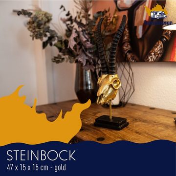 Hansmeier Skulptur Deko Skulptur Steinbock, Silber & Gold, Für Außen & Innen