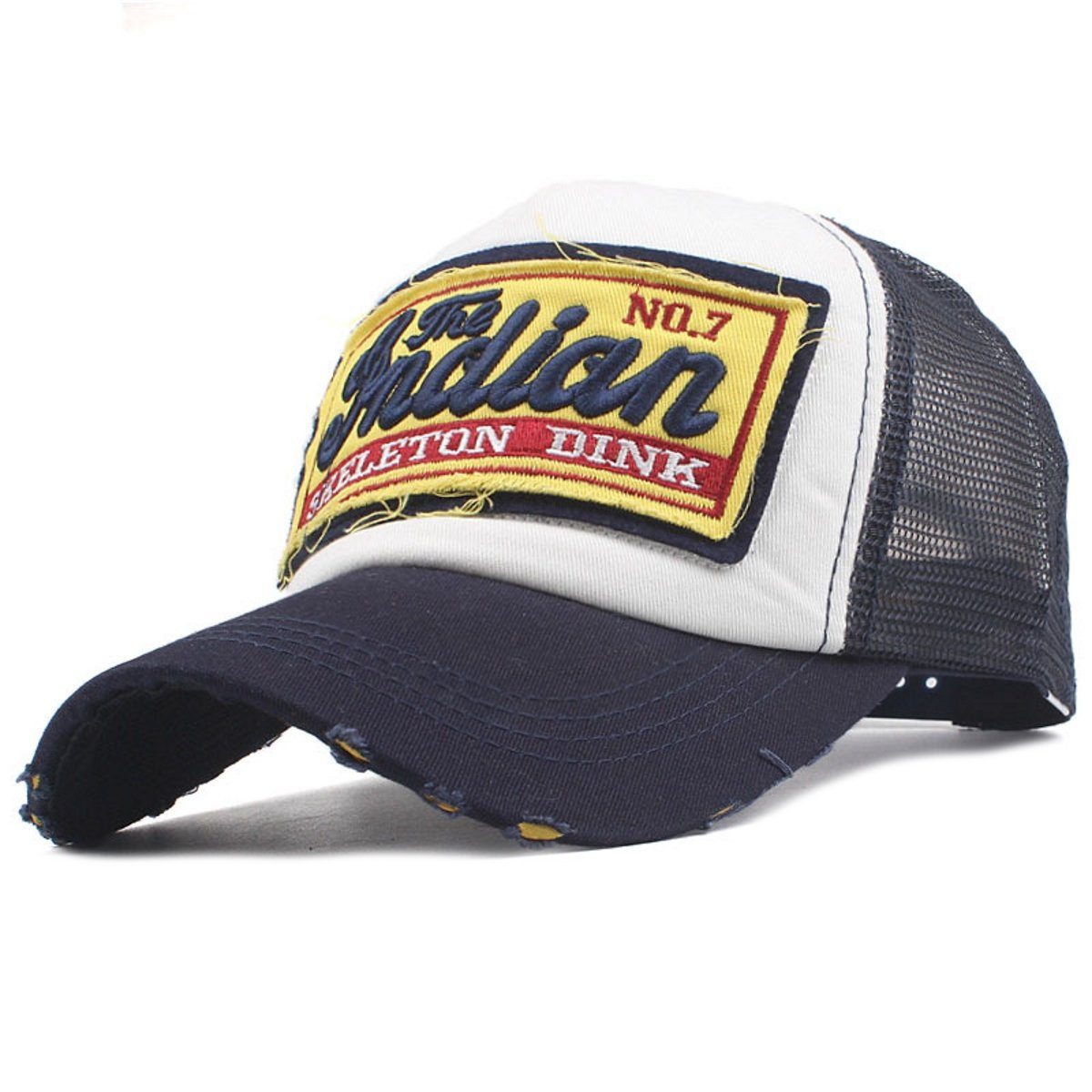 Sporty Trucker Cap Indian Vintage Distressed Trucker Mesh Baseballcap im vintage used Look