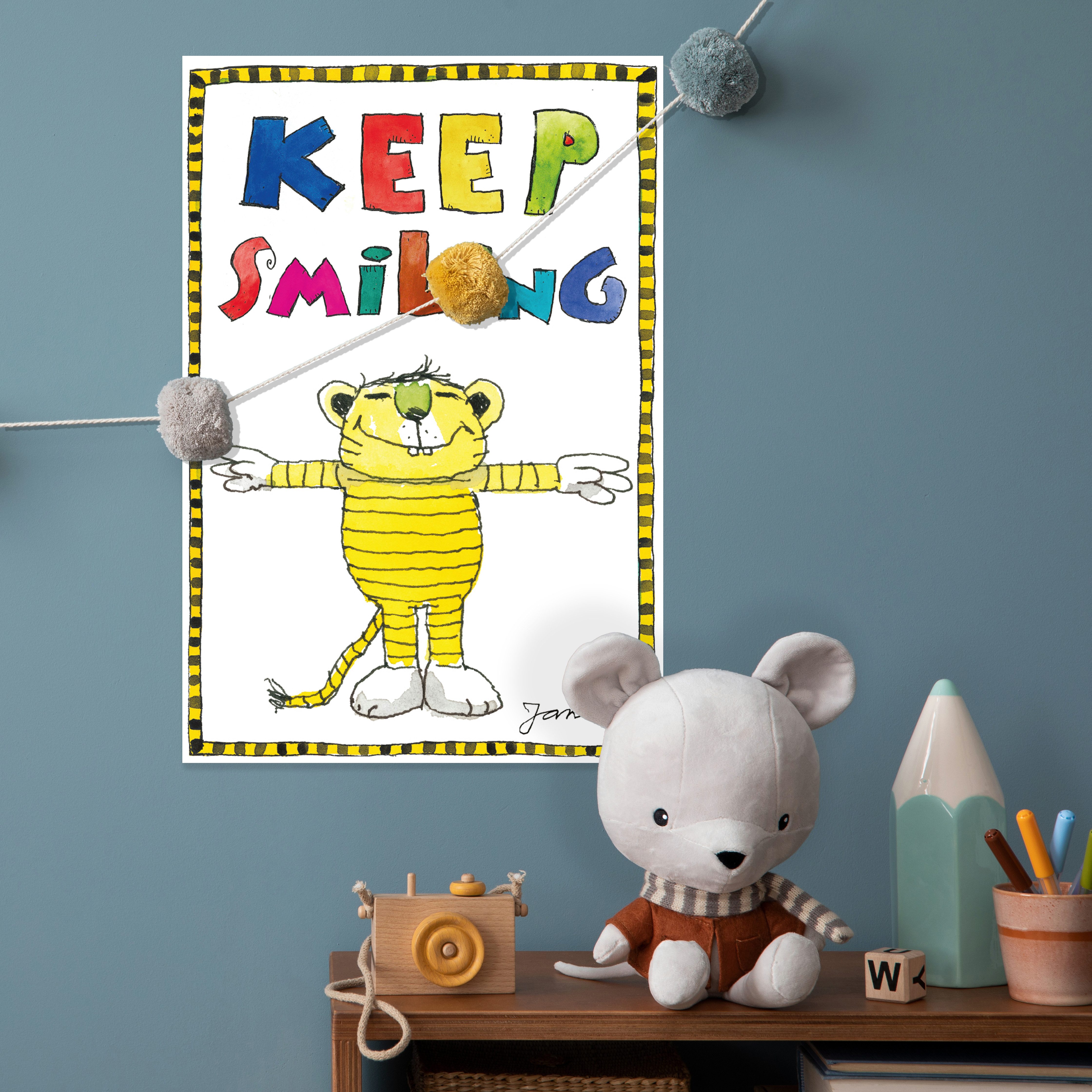 LuckyLinde Wanddekoobjekt Der kleine Tiger - Keep Smiling (1 St), Exklusive JANOSCH Kindermotive, Stahlschild