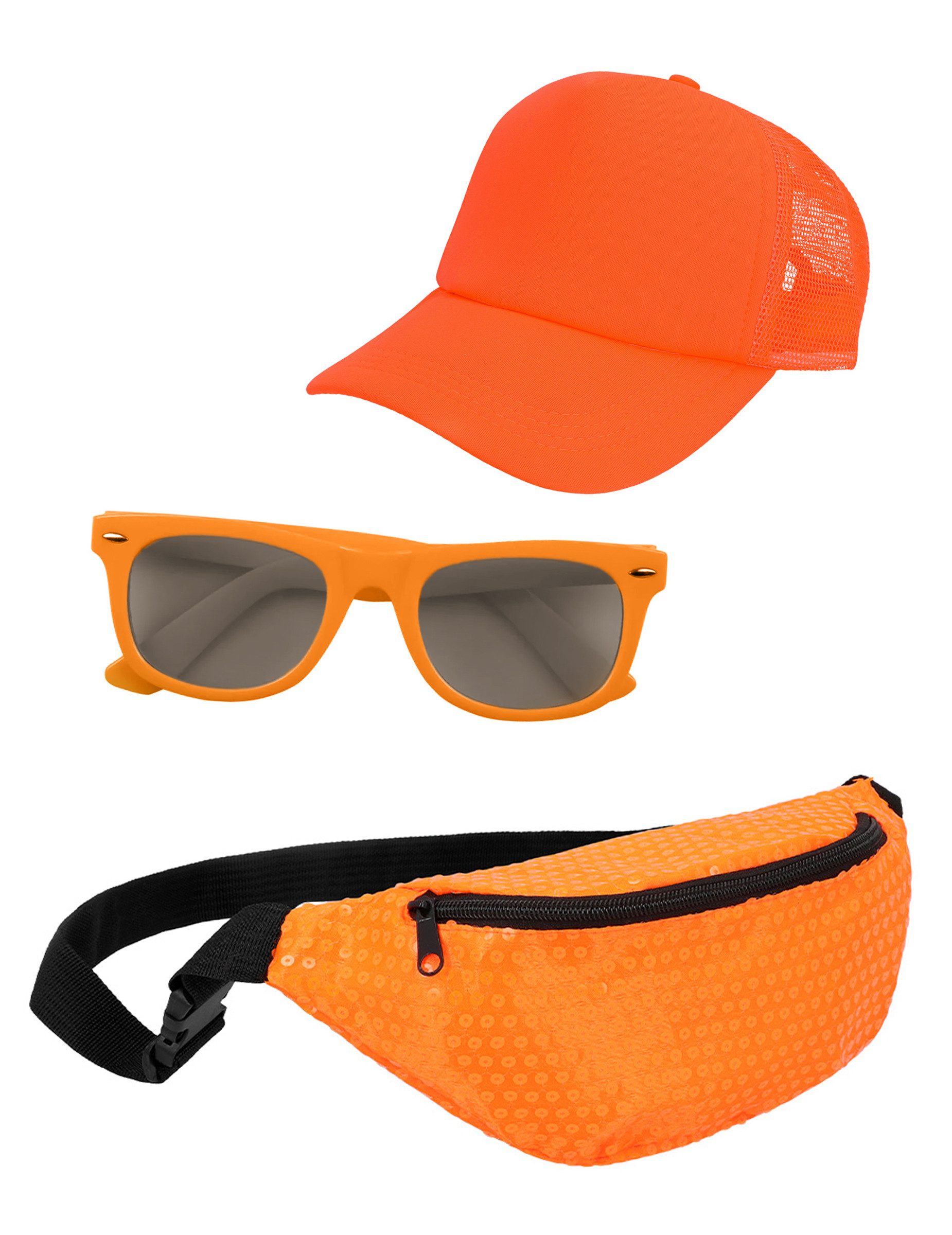 Kostüm 80er Jahre Accessoire Set orange