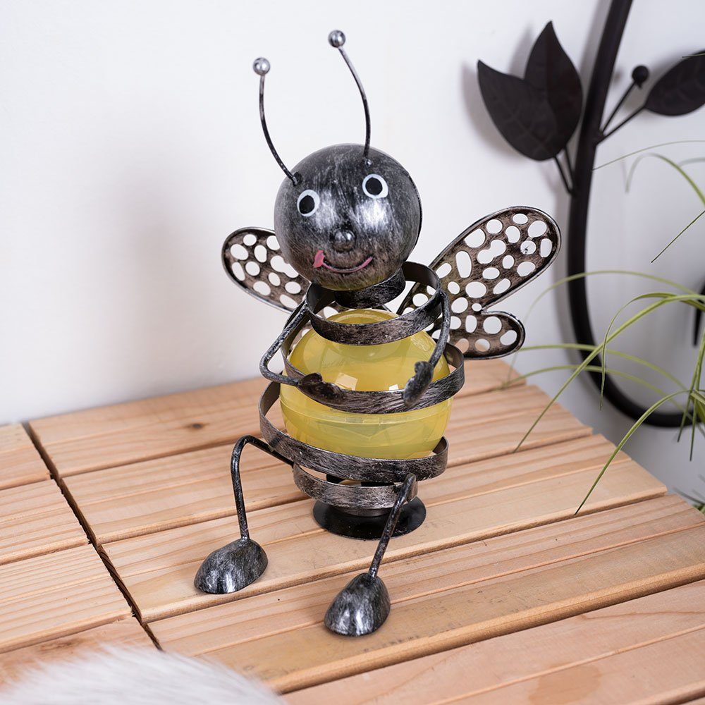 etc-shop Gartenleuchte, LED-Leuchtmittel fest Deko für Solar Biene Biene Metall Außen außen verbaut, Gartenfiguren