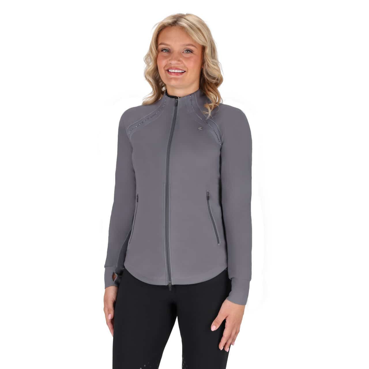 QHP Reitjacke Sweatjacke Oakleigh in grau