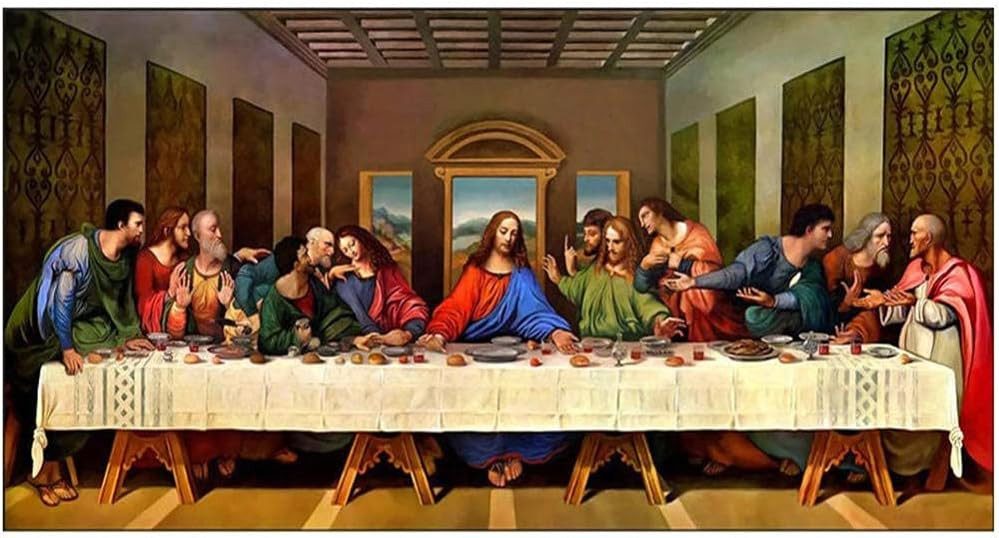 LA CUTE Malen nach Zahlen Diamond Painting Letztes Abendmahl: Kreatives Malen, 85x40cm (XXXL 5d Diamond Painting Christlich Jesus, 5d Diamond Painting Jesus und seine Jünger), Kreatives Hobby, entspannend, fördert Kreativität und Geduld.