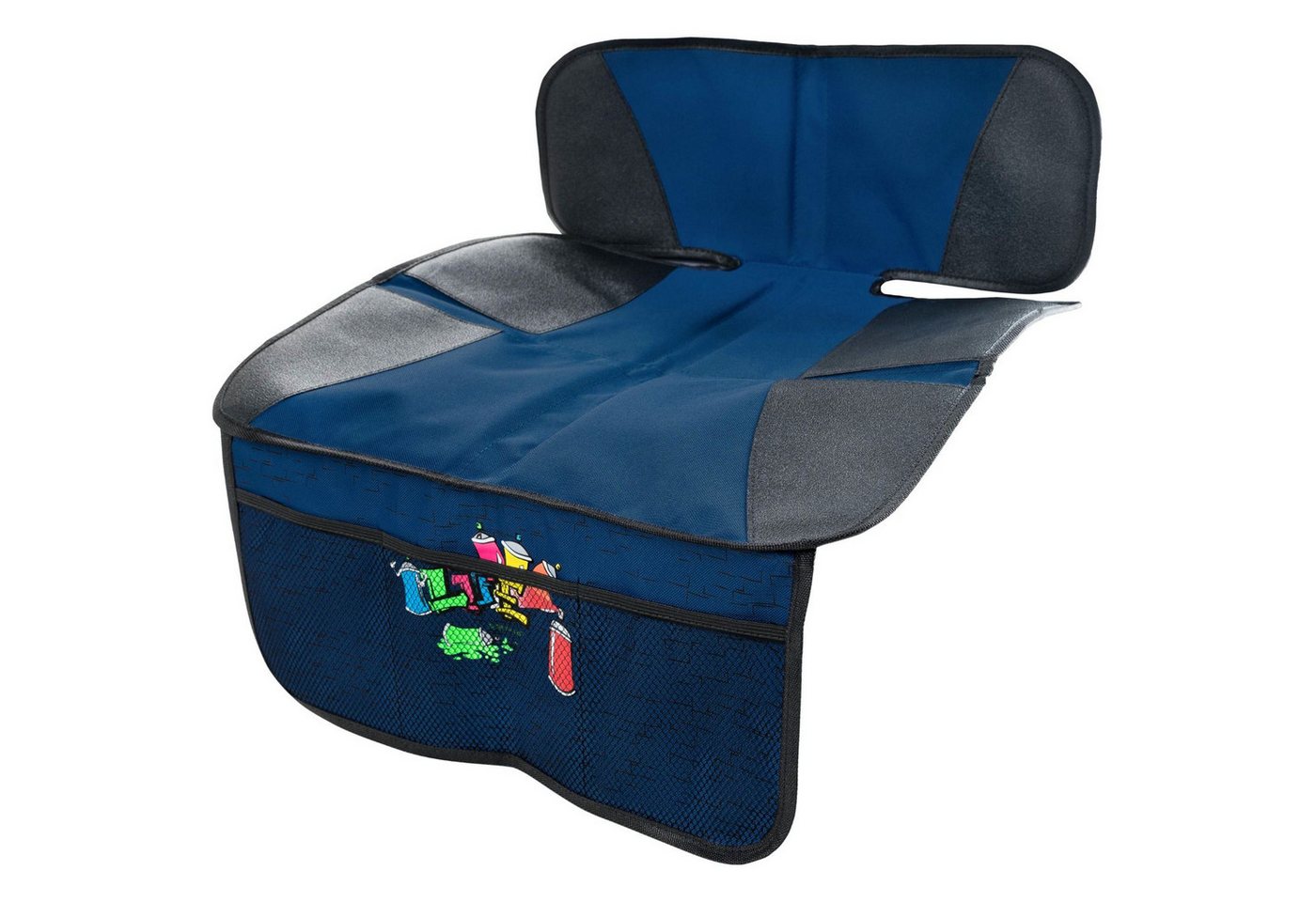 WALSER Kindersitzunterlage Schutz-Unterlage Schon-Bezug Kindersitz Graffiti, Set, 1-tlg., 1x Unterlage für Kindersitz, Auto Sitz-Schoner KFZ Autositz-Auflage Netzfächer Isofix geeignet
