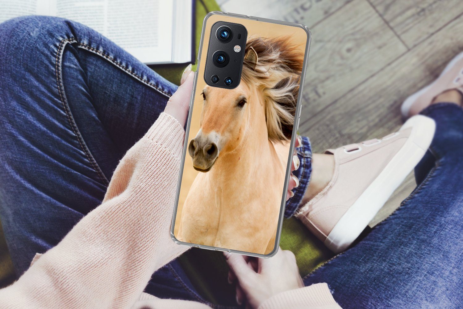 MuchoWow Handyhülle für OnePlus 9 Pro Pferde - Tiere - Mähne - Porträt, Phone Case, Silikon, Schutzhülle Dünn