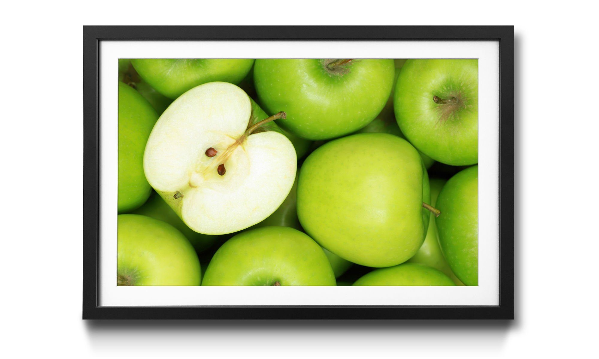 WandbilderXXL Bild mit Rahmen Green Apples, Früchte, Wandbild, in 4 Größen erhältlich
