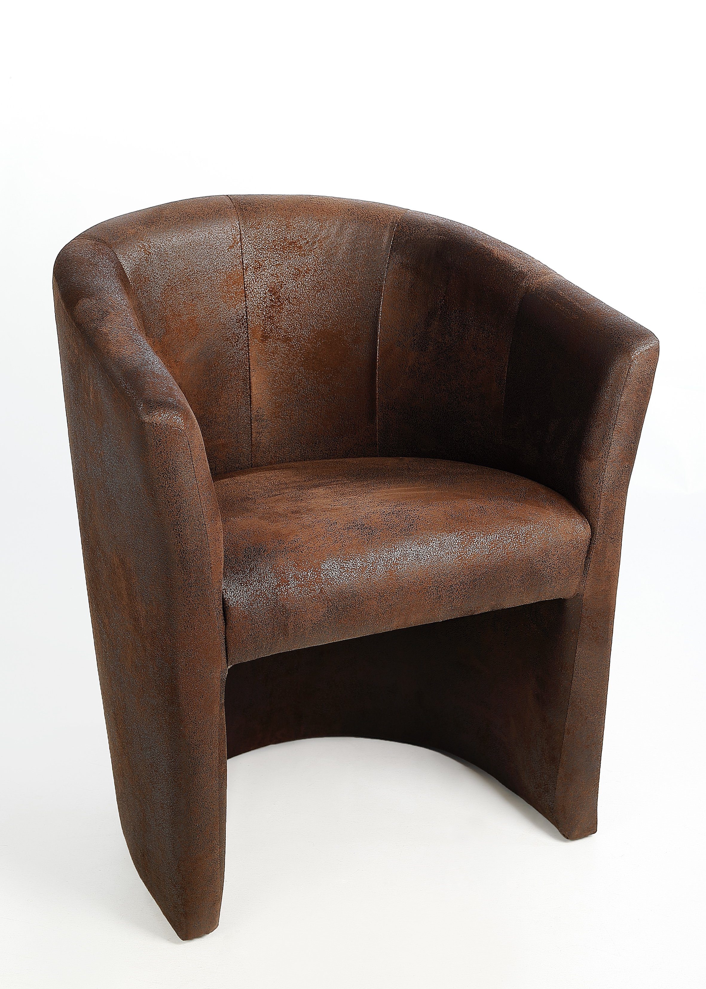 Kamil Cocktailsessel Design Sessel Clubsessel Loungesessel Farbe Antik Braun Microvelours (1 Set, 1-St., 1 Sessel), Lieferung kommt Aufgebaut