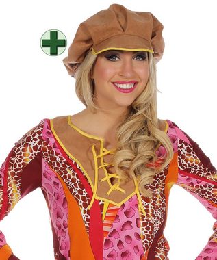 Karneval-Klamotten Kostüm Disco Damen 70er Jahre Discokleid mit Mütze, Retro Schlager Frauenkostüm Karneval Fasching