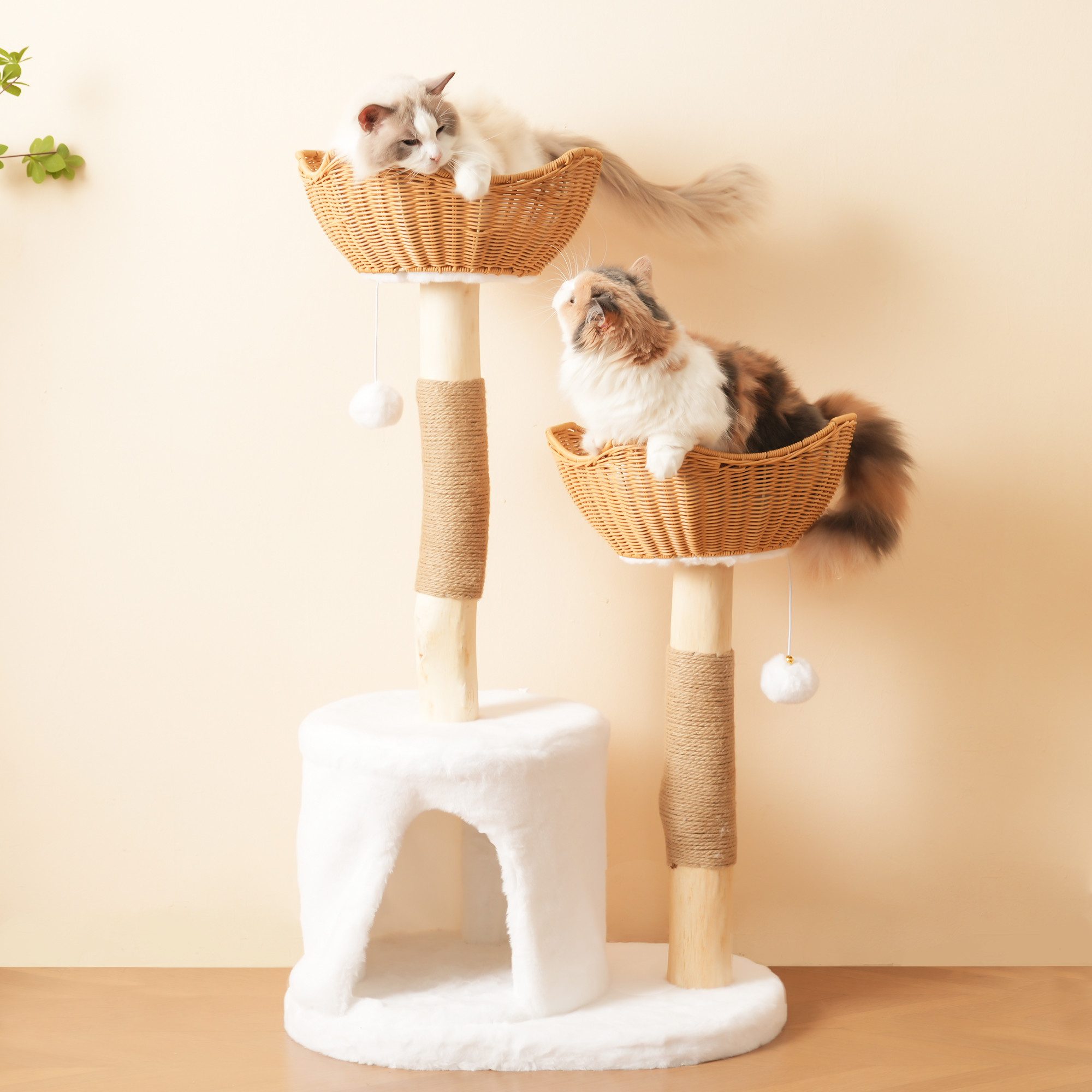 Flieks Kratzbaum PURELOVE, Katzenbaum 60x42x108cm mit 2 Körben, Höhle, Plüs günstig online kaufen