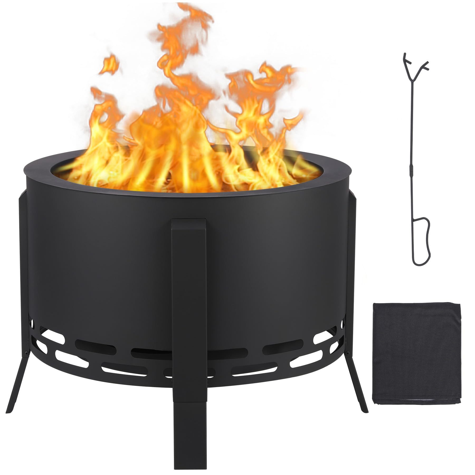 GarveeMore Feuerschale 26" Rauchfreie Feuergrube mit Ash Tray Base für BBQ Bonfire Camping von GarveeMore