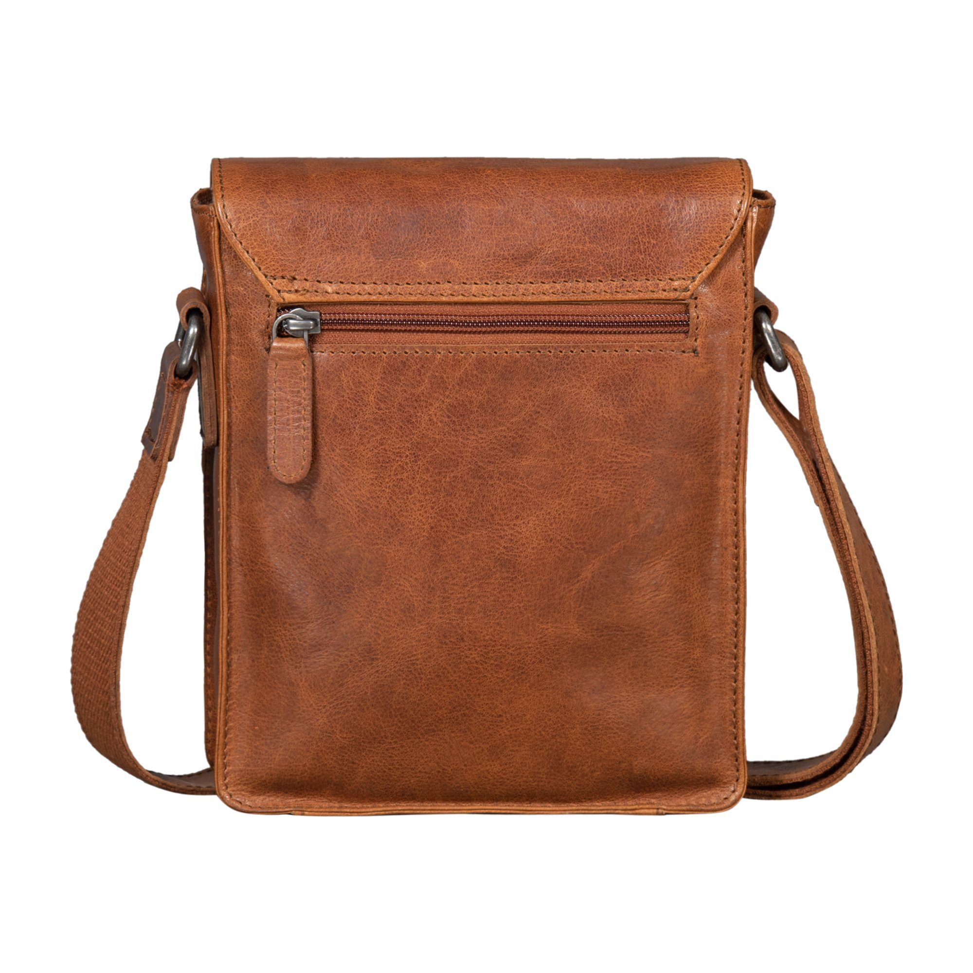 "Steve" Bag Tasche brandy Kleine vegetabil Leder Messenger - Herren STILORD