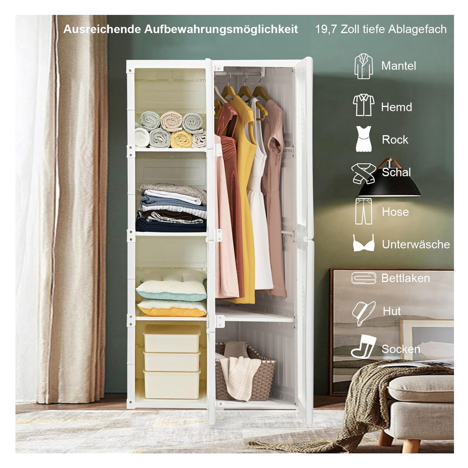 FUROKOY Kleiderschrank Faltbarer Garderobenschrank,Schrank aus Kunststoff, günstig online kaufen