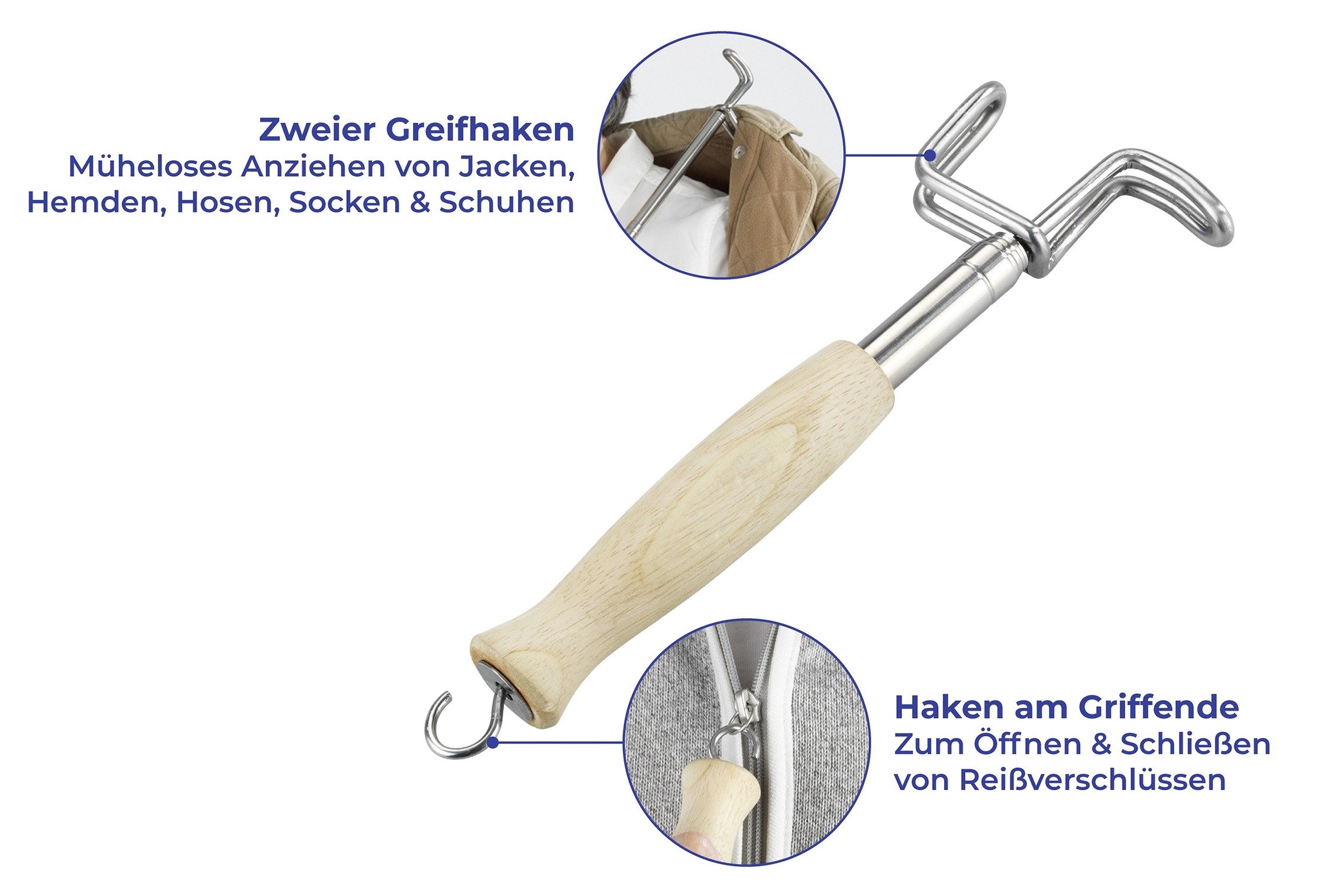 WENKO Badaccessoire-Set WENKO Teleskop-Anziehhilfe HT 8.50x3 cm bunt