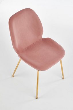 Cosy Home Ideas Esszimmerstuhl Esszimmerstühle 4er Set mit Samt-Bezug rose Metallbeine gold (Set aus 4 Stühlen, 4 St), Beine in Metall gold farbig, stabile Sitzschale