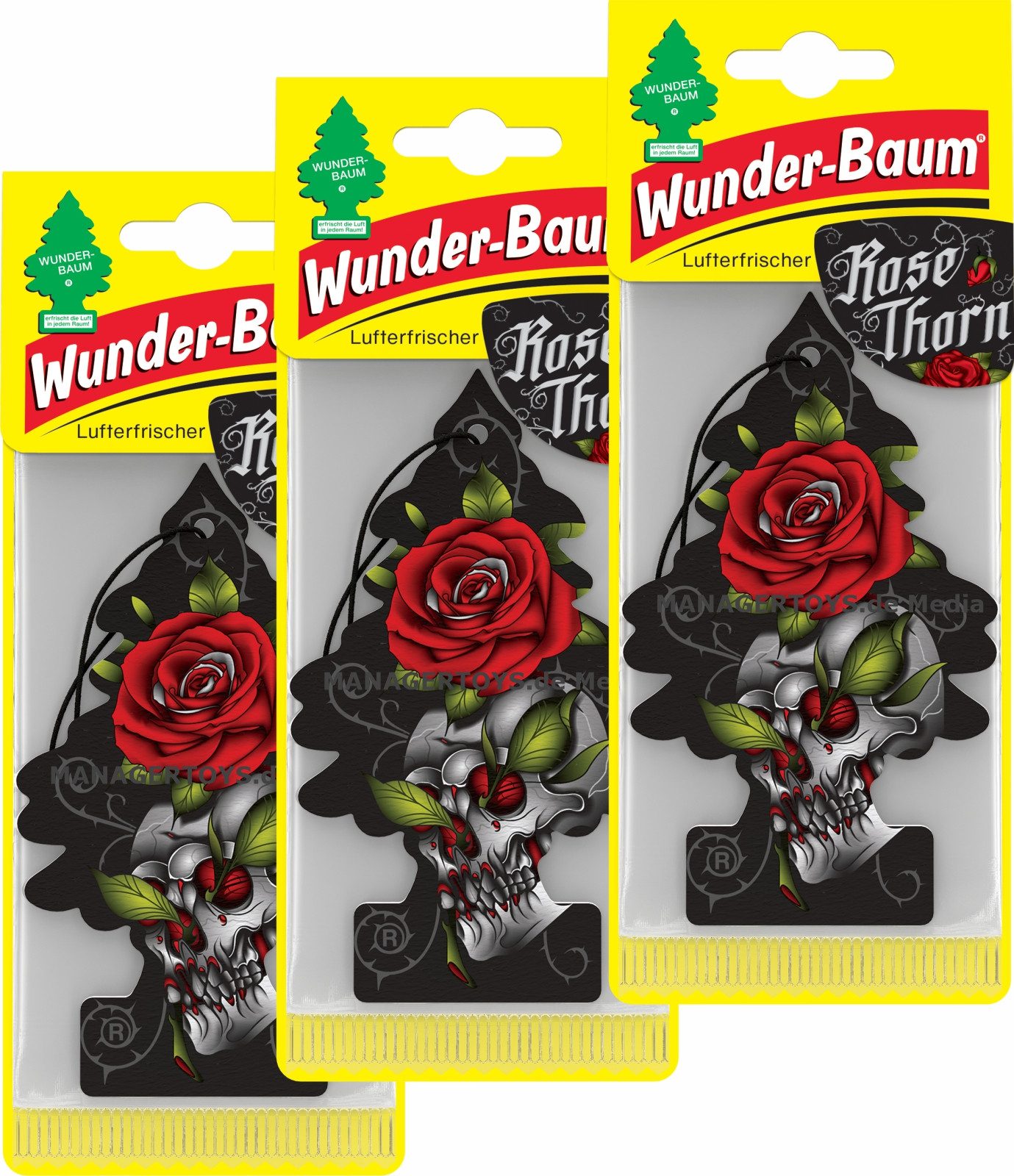Raumduft Rose Thorn 3er Duftbäumchen Wunderbaum 3 Set Lufterfrischer Rosendorn
