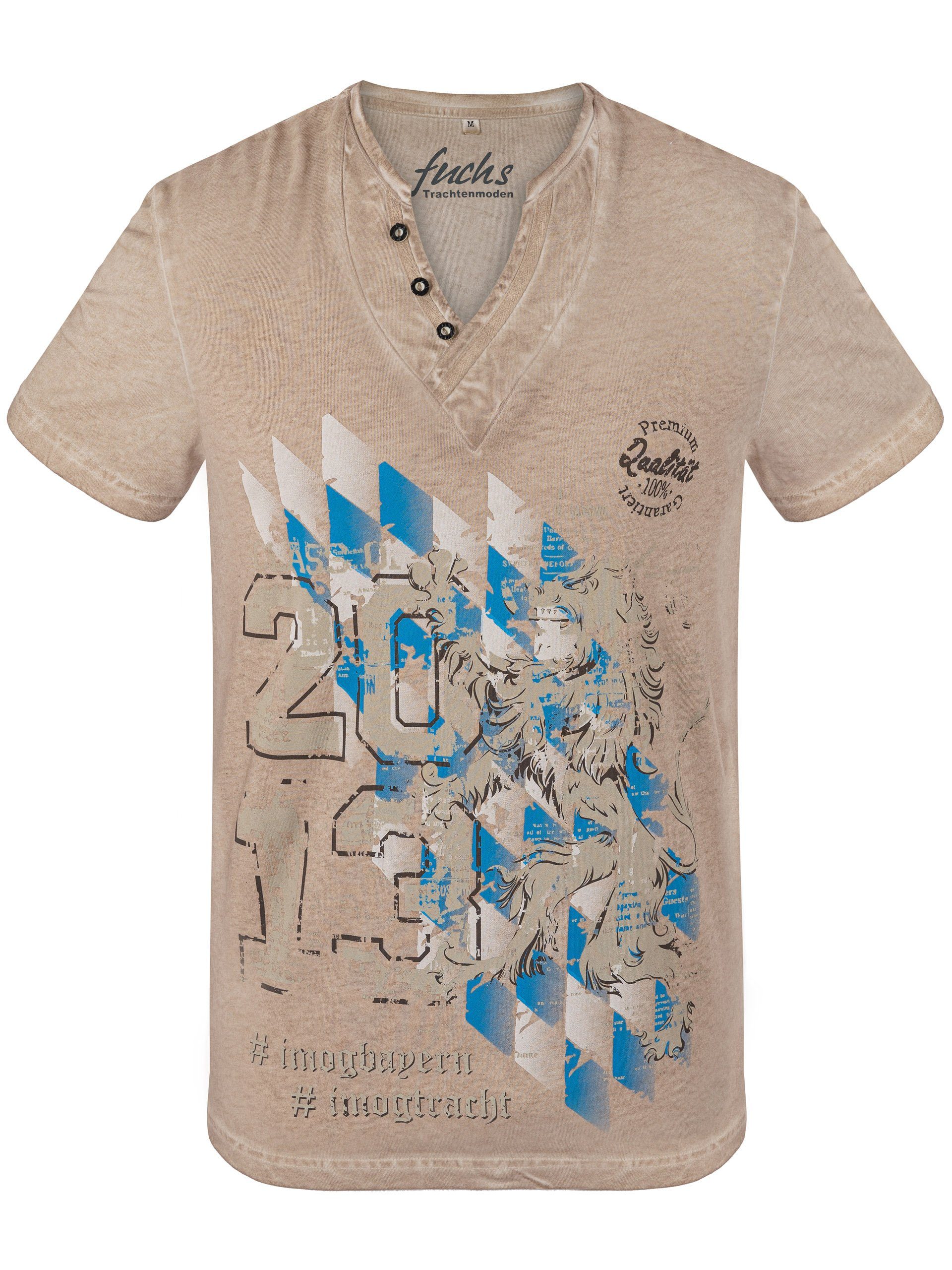 FUCHS T-Shirt sand Baldi Trachten Baumwolle aus T-Shirt % 100