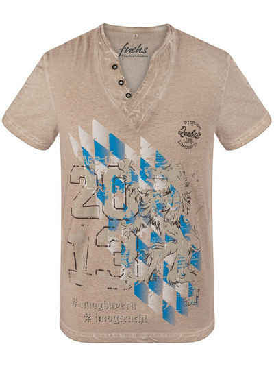 FUCHS T-Shirt Trachten T-Shirt Baldi sand aus 100 % Baumwolle
