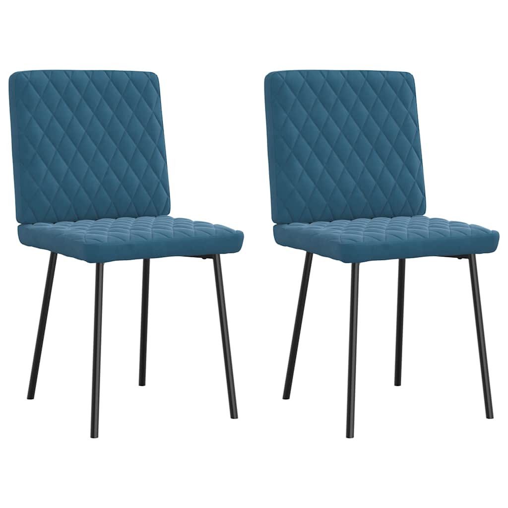 Esszimmerstuhl Esszimmerstühle 2 Stk. Blau Samt