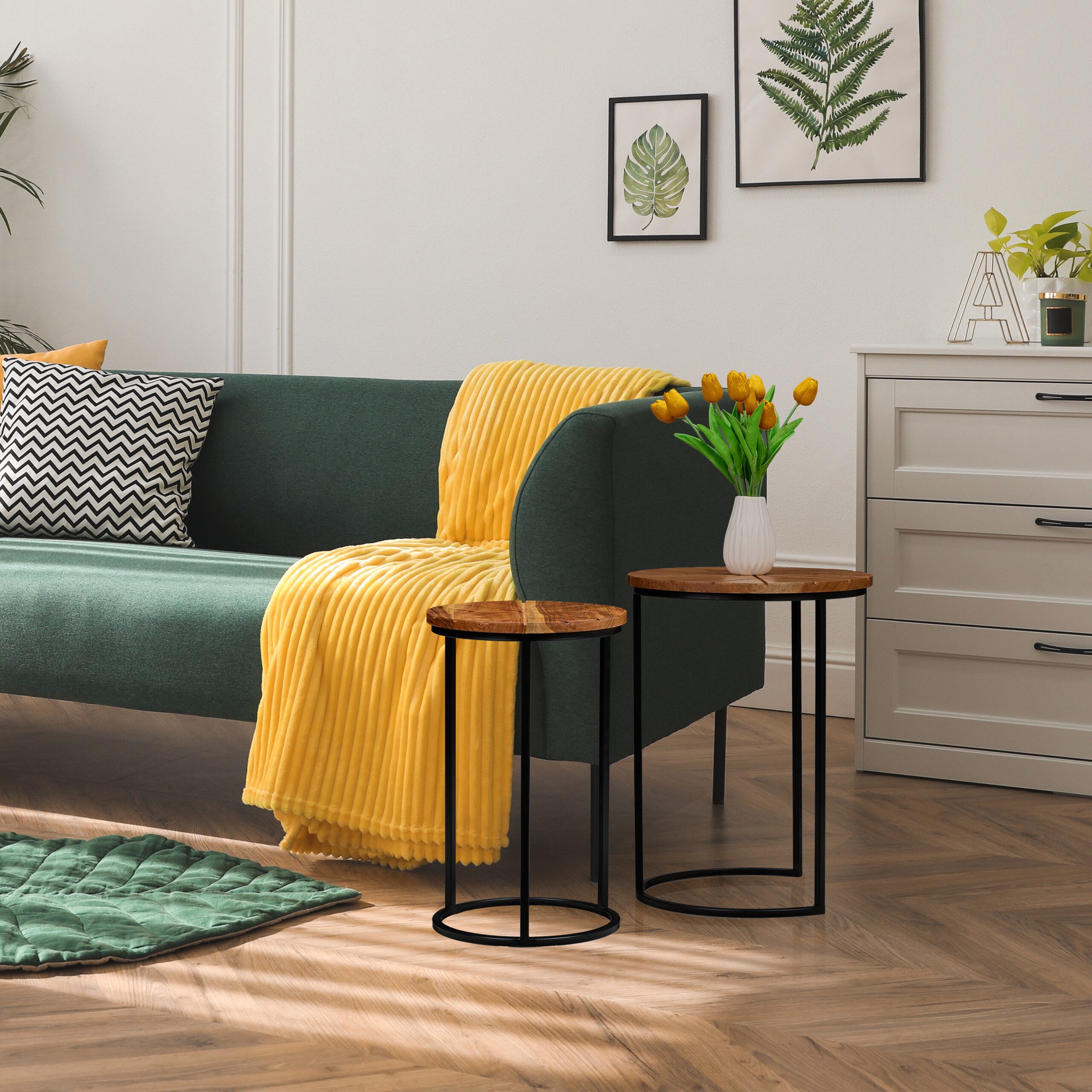 relaxdays Satztisch 2er Set Akazienholz günstig online kaufen