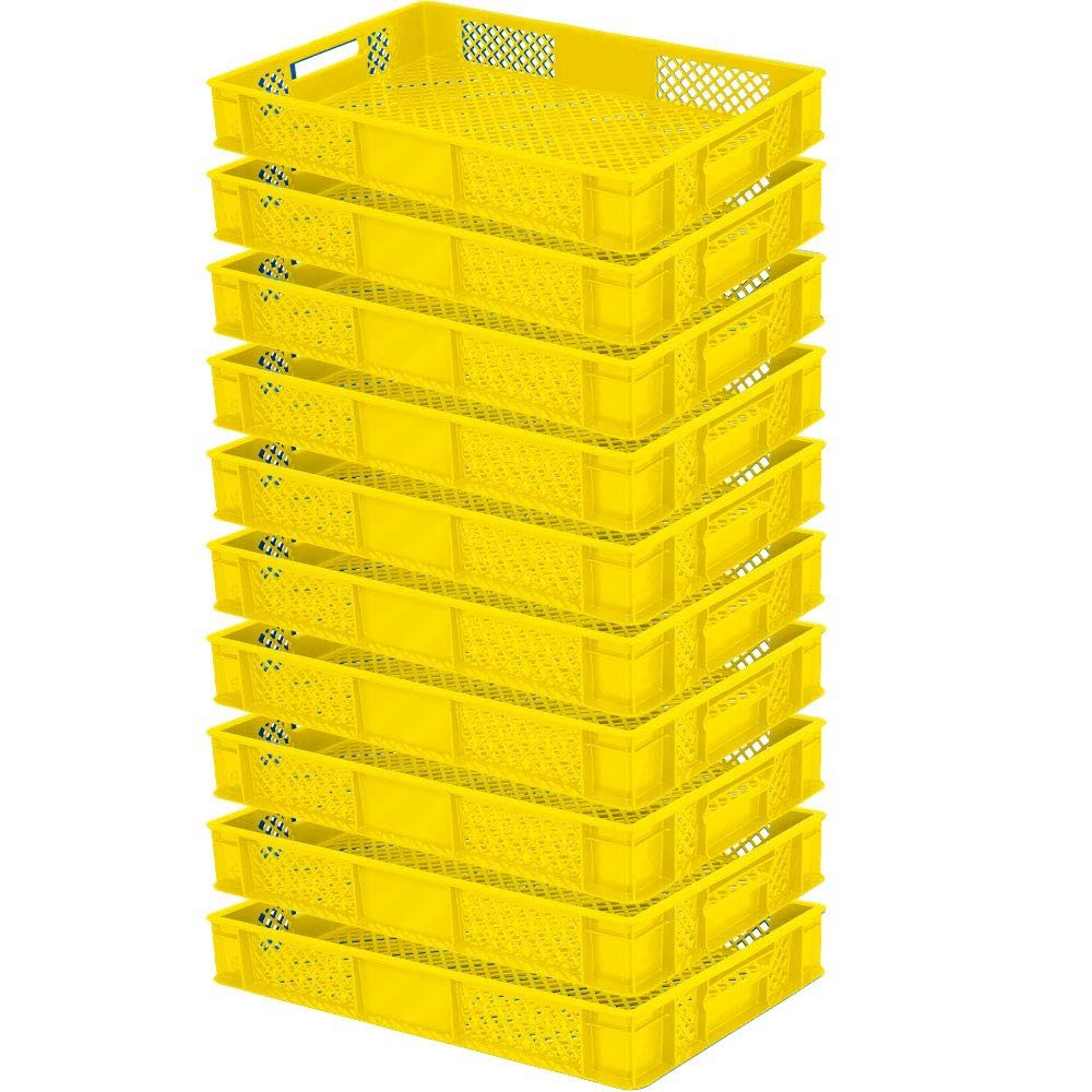BRB-Lagertechnik Stapelbox 10x Eurobehälter/Bäckerkiste durchbrochen, LxBxH 600x400x90 mm, Stoßfest, robust und formstabil