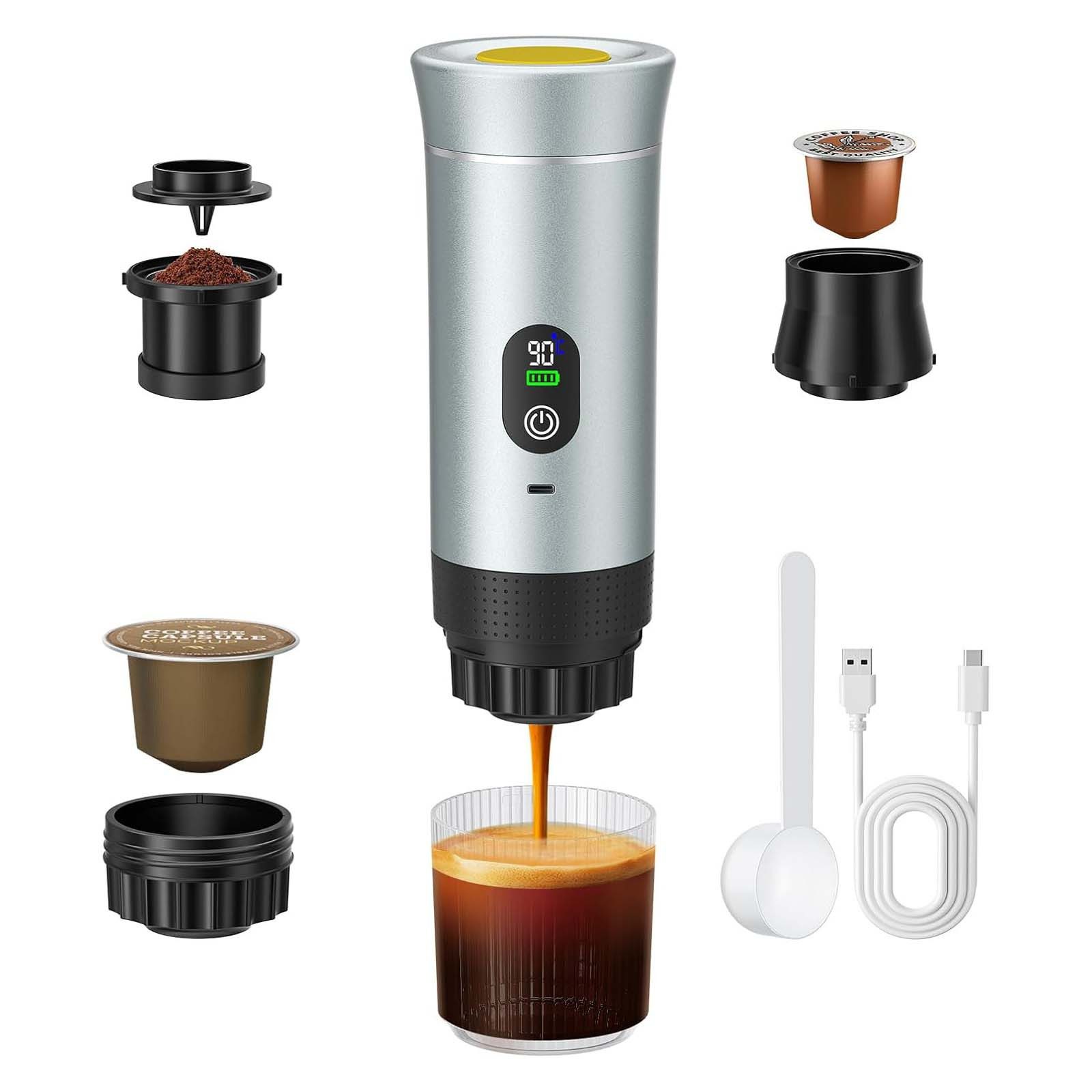 VIVIHEYDAY Reisekaffeemaschine, 20 bar–Selbsterhitzung für Kapseln/Pulver, 3 in 1 für Reisen & Camping