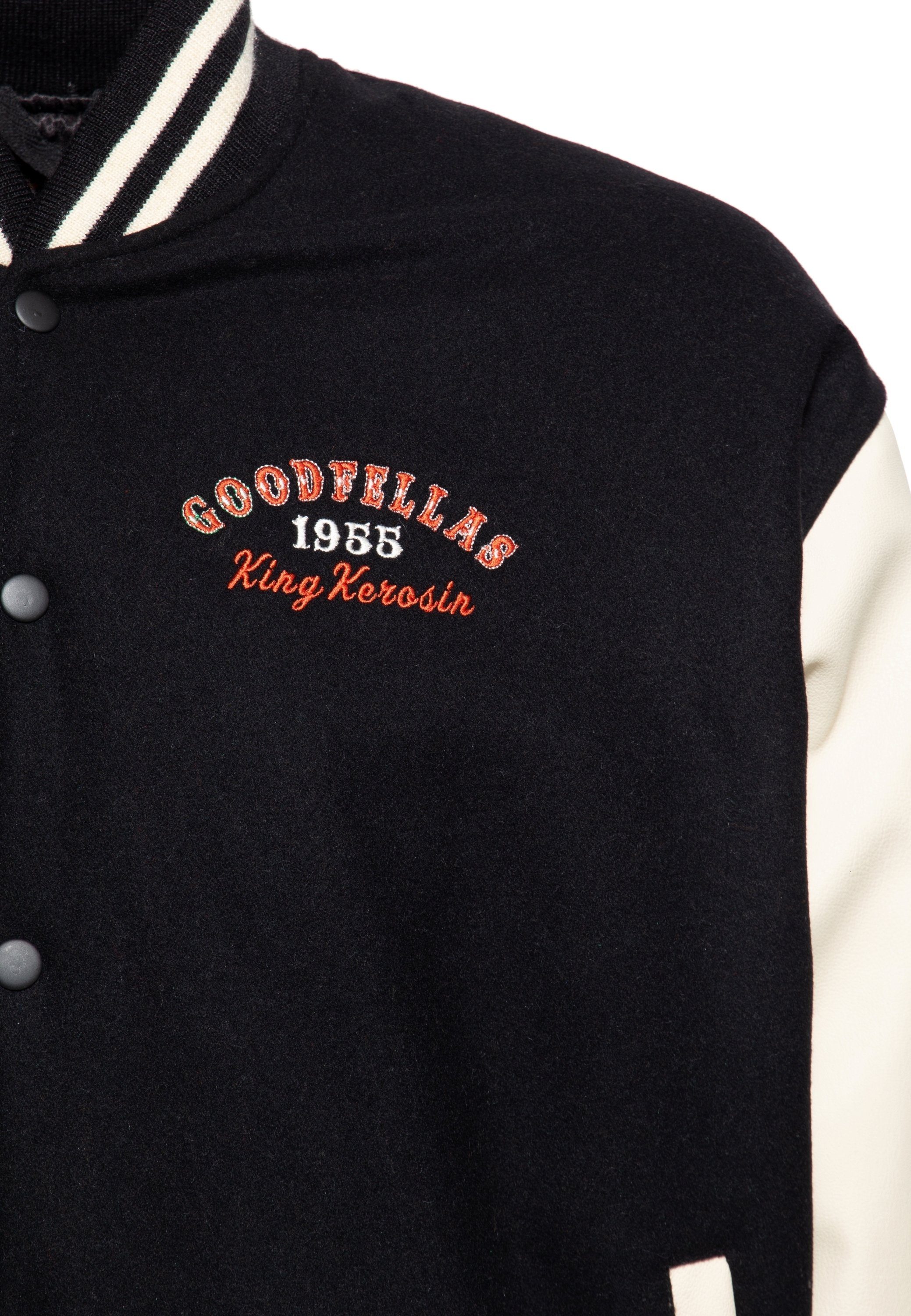 KingKerosin Kapuzensweatjacke Goodfellas Beer (1-tlg) mit Leder sowie hochwertiger plakativer Stickerei