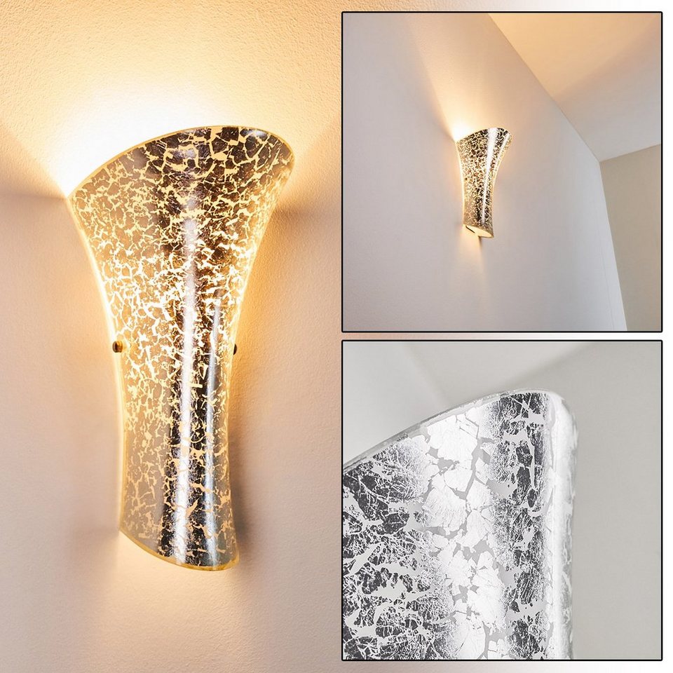 Leuchtmittel, 1xE14, Wandlampe Wandspot Wandleuchte Lichteffekt Up&Down-Effekt, in hofstein »Bagnara« Silber, mit ohne aus mit Glas