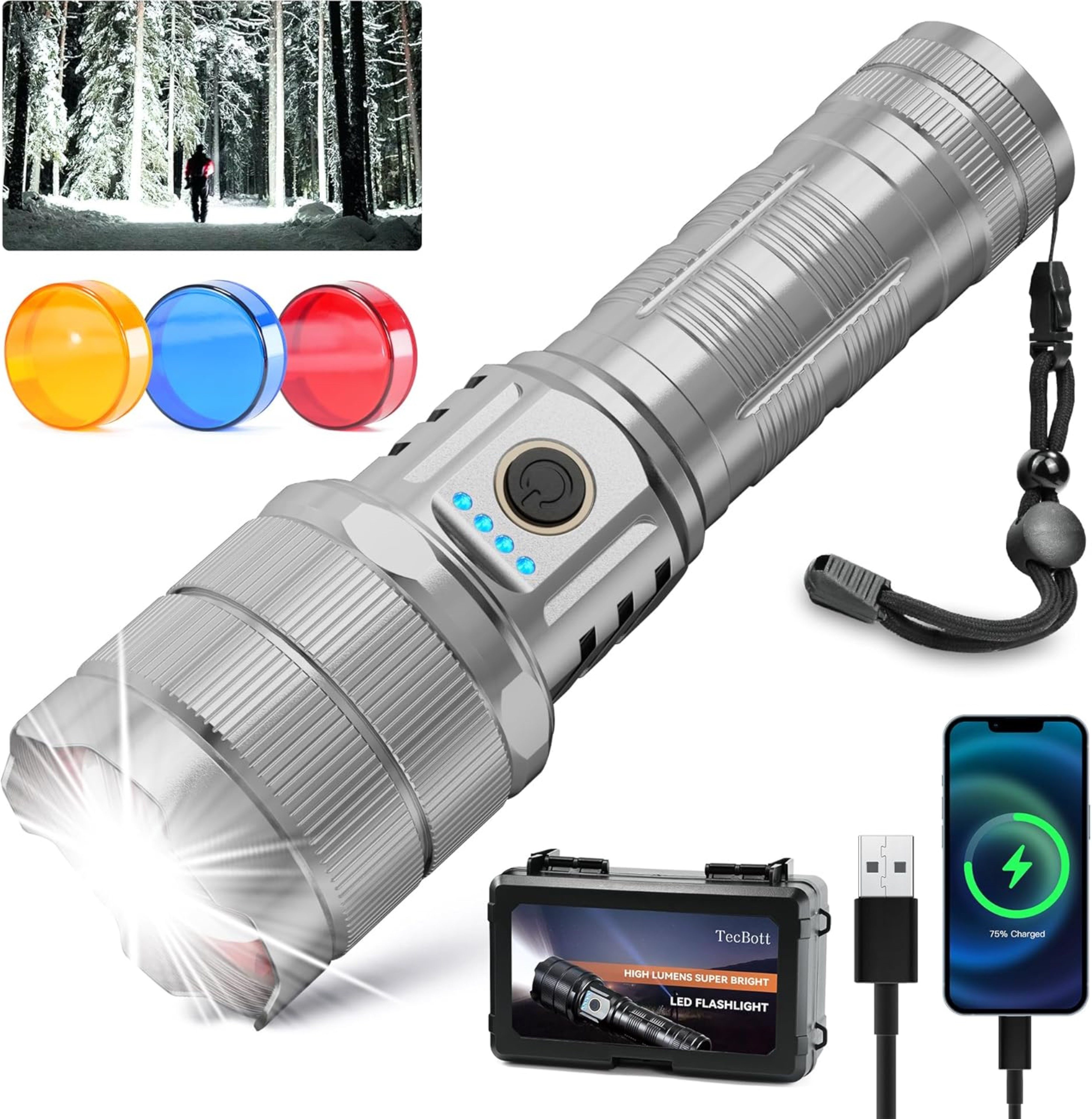 LA CUTE LED Taschenlampe LED Taschenlampe 900000 Lumen – Extrem Hell, USB-C günstig online kaufen