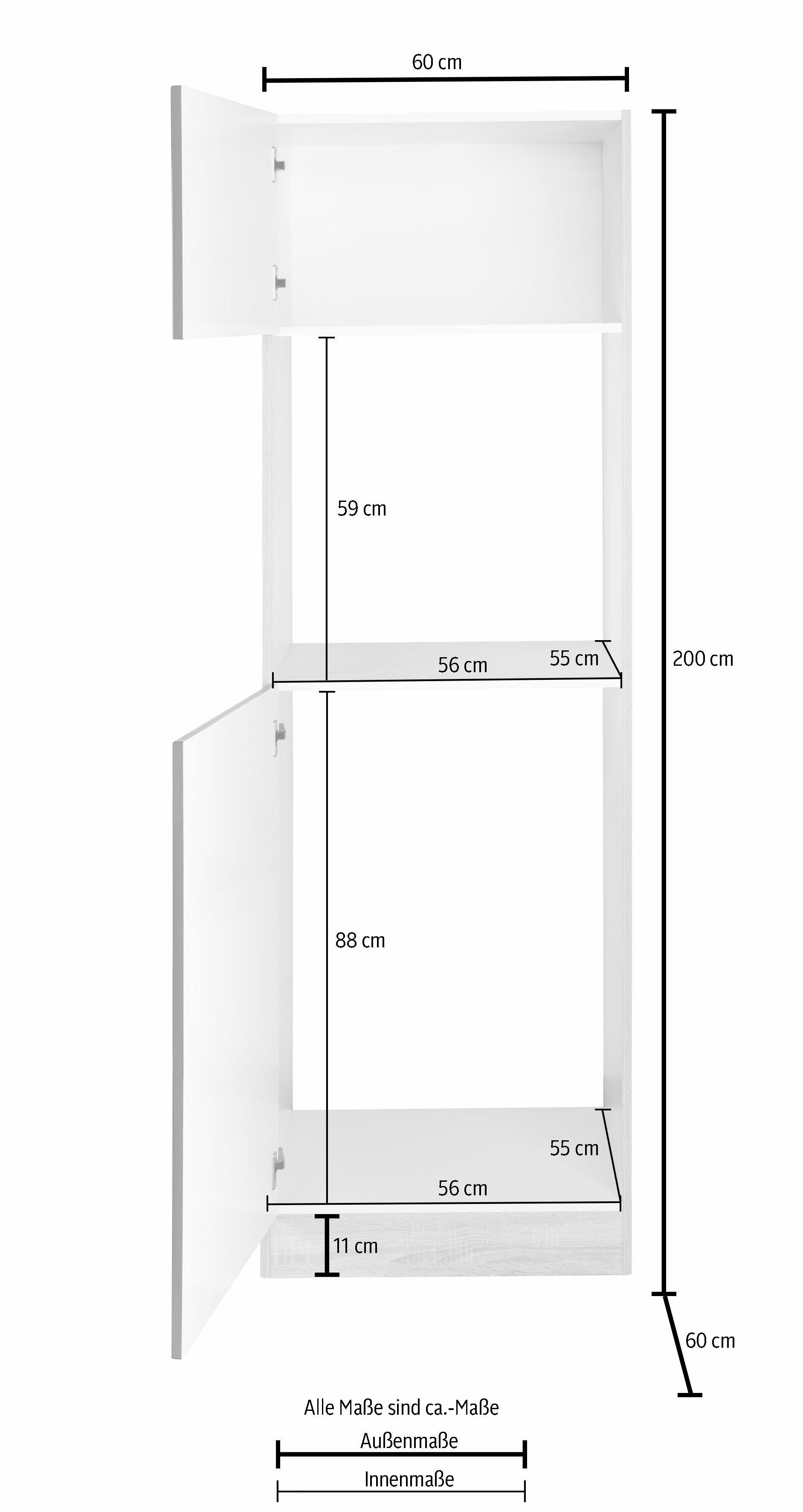 HELD MÖBEL Backofenumbauschrank Haiti, Nische für Einbaukühlschrank 88 cm