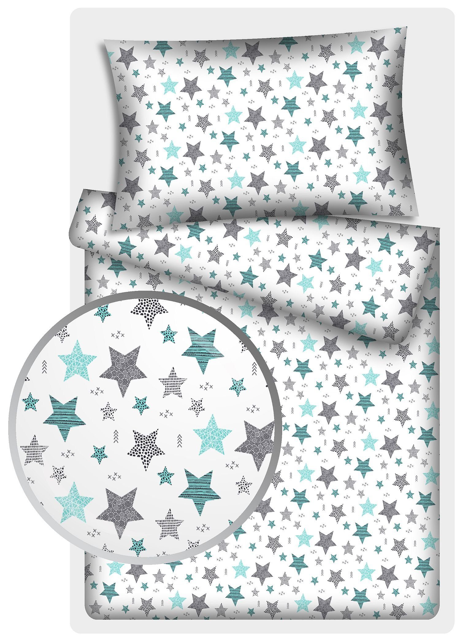 KiGATEX Kinderbettwäsche Stars Vario, 100% Baumwolle, 40x60 cm/100x135 cm günstig online kaufen