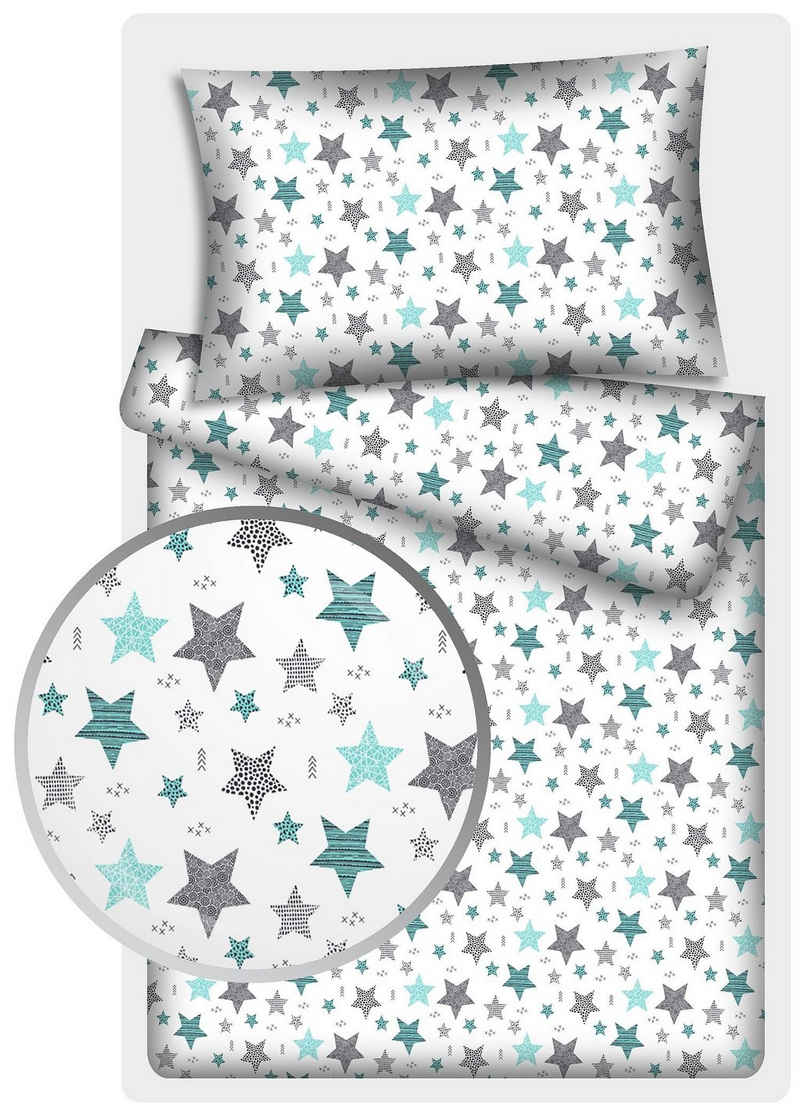 Kinderbettwäsche Stars Vario, 100% Baumwolle, 40x60 cm/100x135 cm, KiGATEX