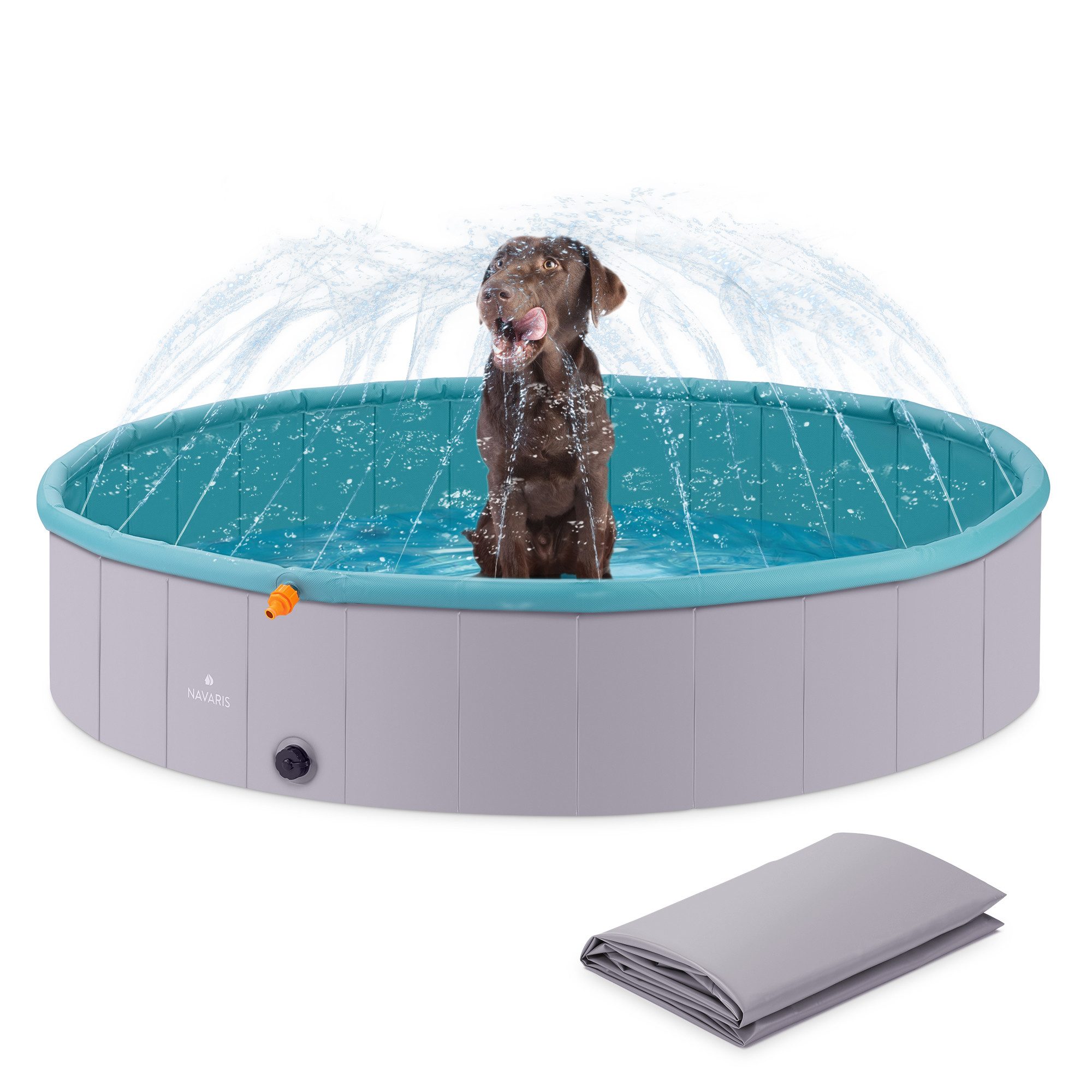 Hundebademantel Navaris XL Hundepool Planschbecken faltbar mit Sprinkler - Hunde Pool