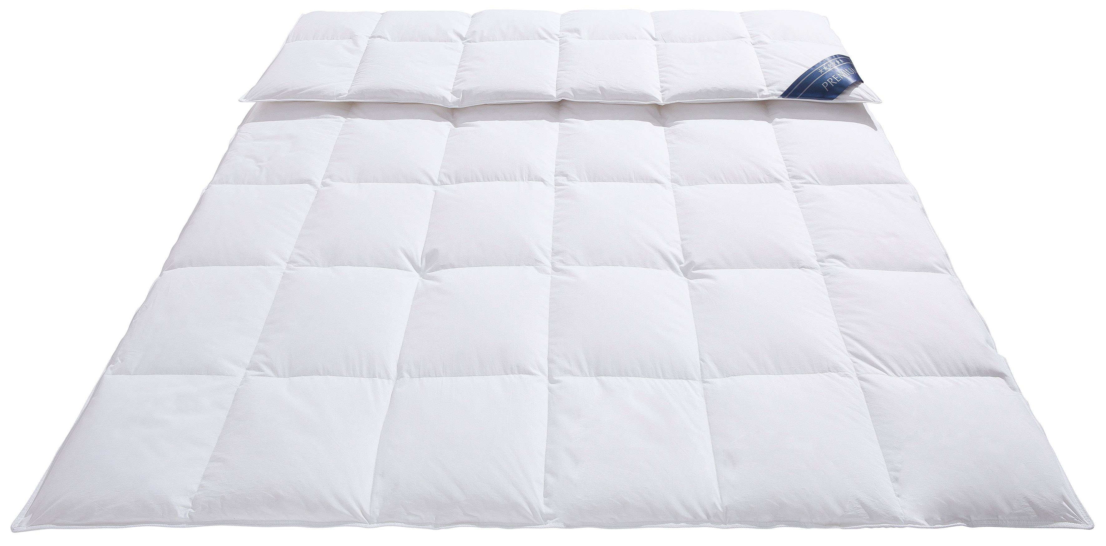 Otto Keller Gänsedaunenbettdecke + Kopfkissen Bella, Bettwaren-Set in 135x200 oder 155x220 cm, Sommer oder Winter, Füllung: Bettdecke: 90% Daunen, 10% Federn, Kopfkissen: 70% Federn, 30% Daunen, Bezug: 100% Baumwolle, Bettdecke 135x200 cm, 155x220 cm. GRATIS DAZU: Schlafspray