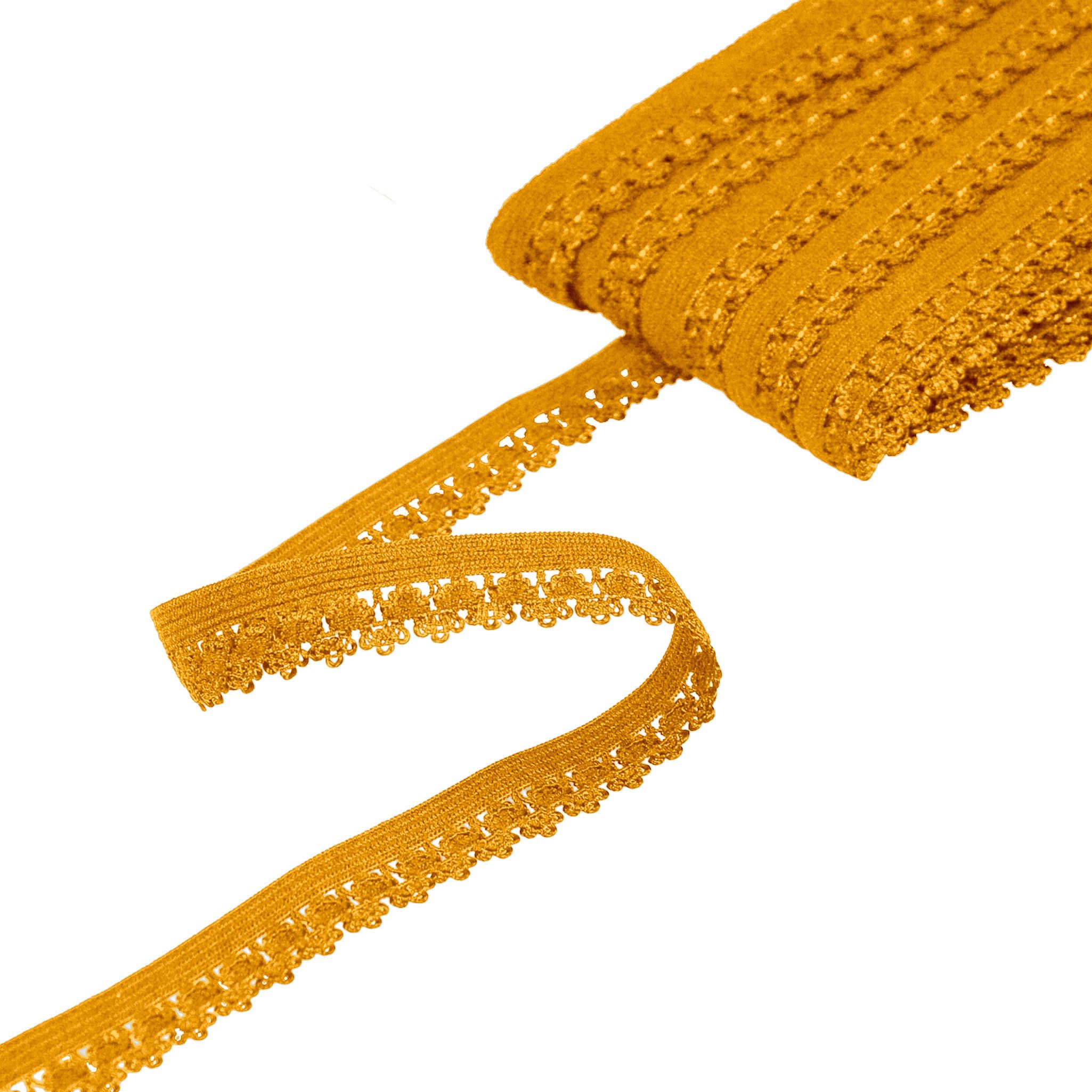 maDDma Gummiband Spitzenband elastisch 18mx13mm Gummilitze Gummiband Spitzenband, senfgelb