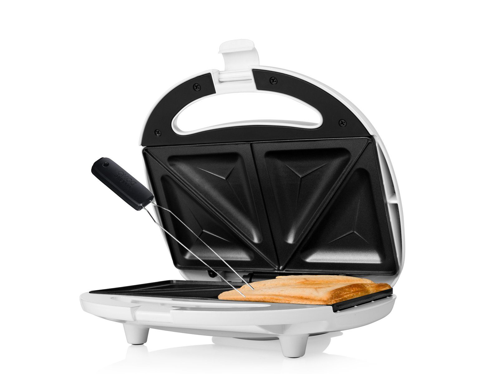 Tristar Sandwichmaker, 750 W, kleiner 2er Тостери Panini Snackmaker mit Gabel, Antihaftbeschichtung