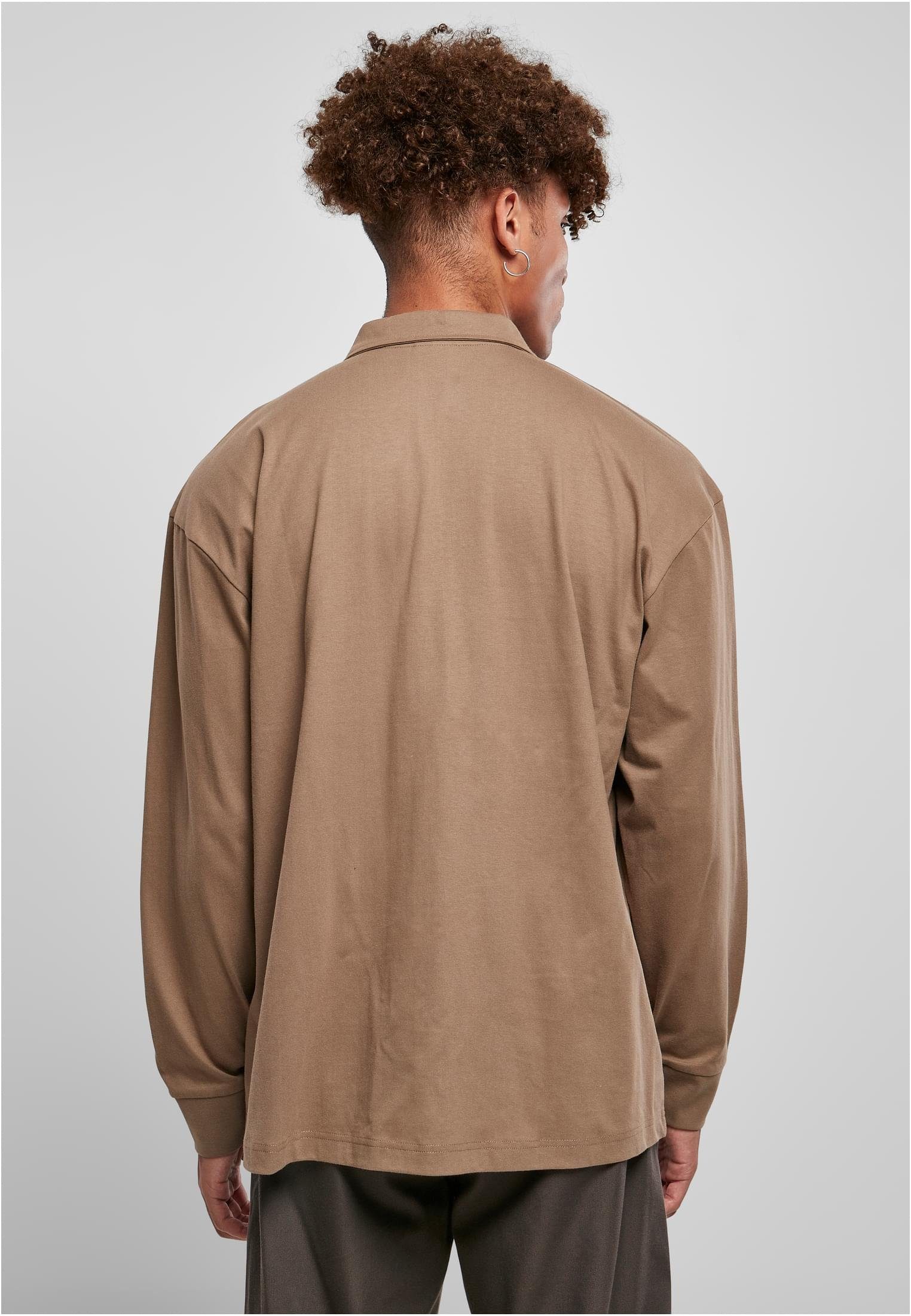 URBAN CLASSICS T-Shirt Herren (1-tlg) Collar Organic Longsleeve Heavy darkkhaki