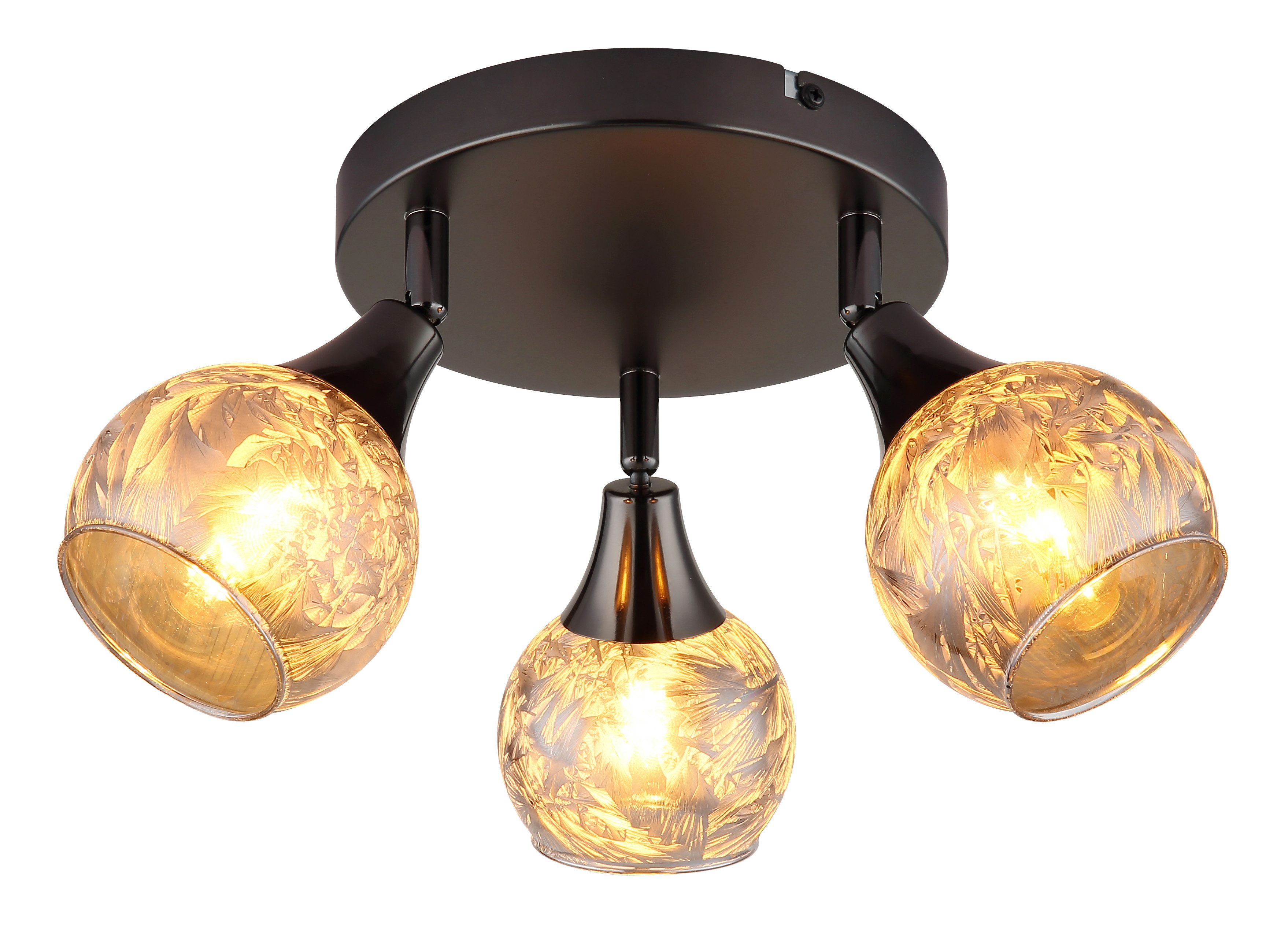 GLOBO LIGHTING Deckenspot FROSTA, Leuchtmittel wechselbar, Schwarz-chrome Strahler mit geeistem Glas, dreh-/schwenkbar