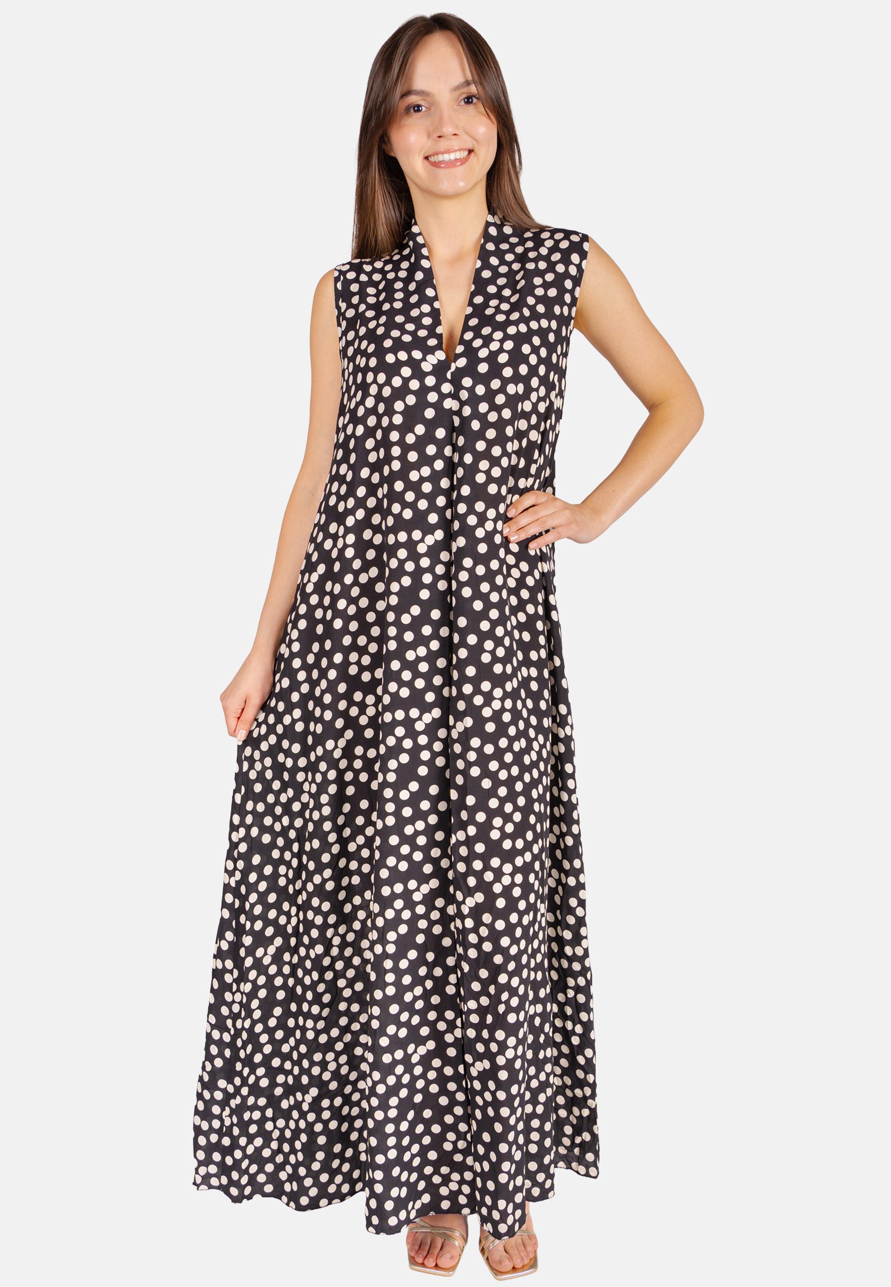 Seasons of April Maxikleid GRACE GEPUNKTET Punktekleid Grace ärmellos Damen Viskose Maxi Kleid Gepunktet Lang