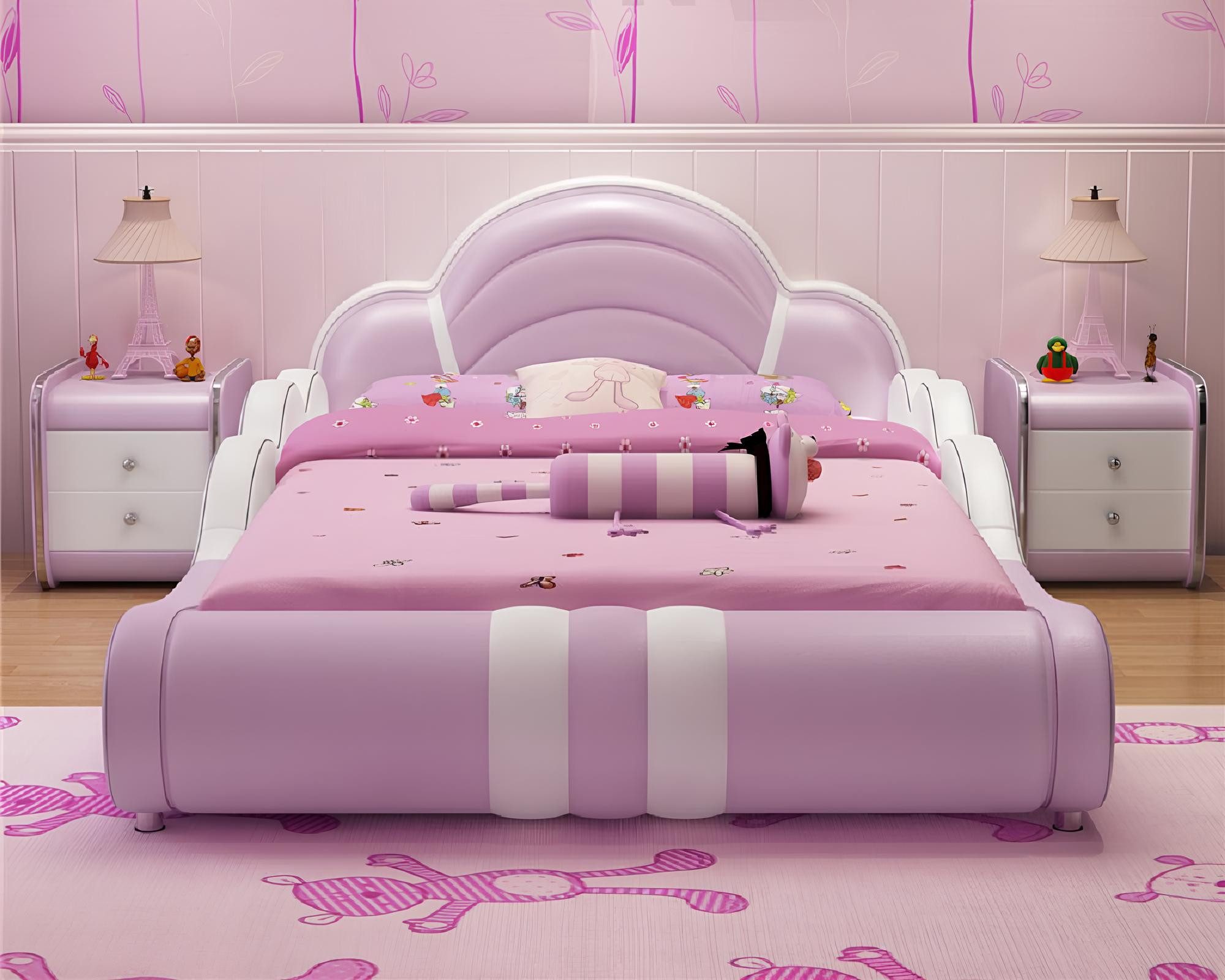 Xlmoebel Kinderbett Schlafzimmerbett für Mädchen – hochwertiges Design-Doppelbett Sofort (Bett), Hergestellt in Europa