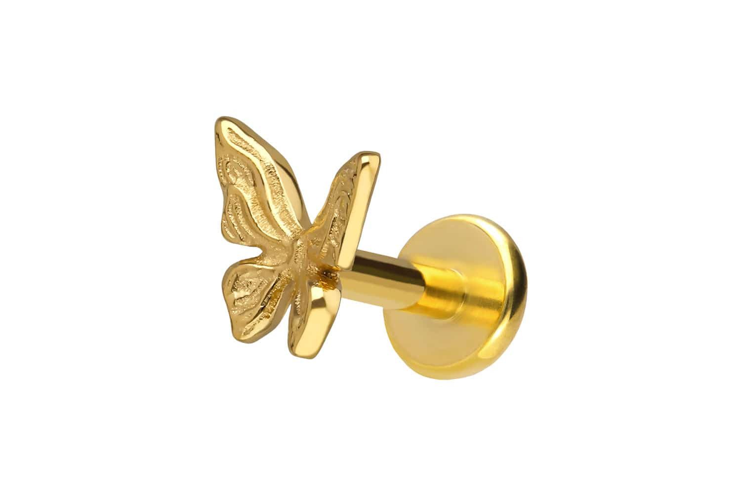 PIERCINGLINE Piercing-Set Titan Labret mit Push Fit SCHMETTERLING (Labrets, 1-tlg)